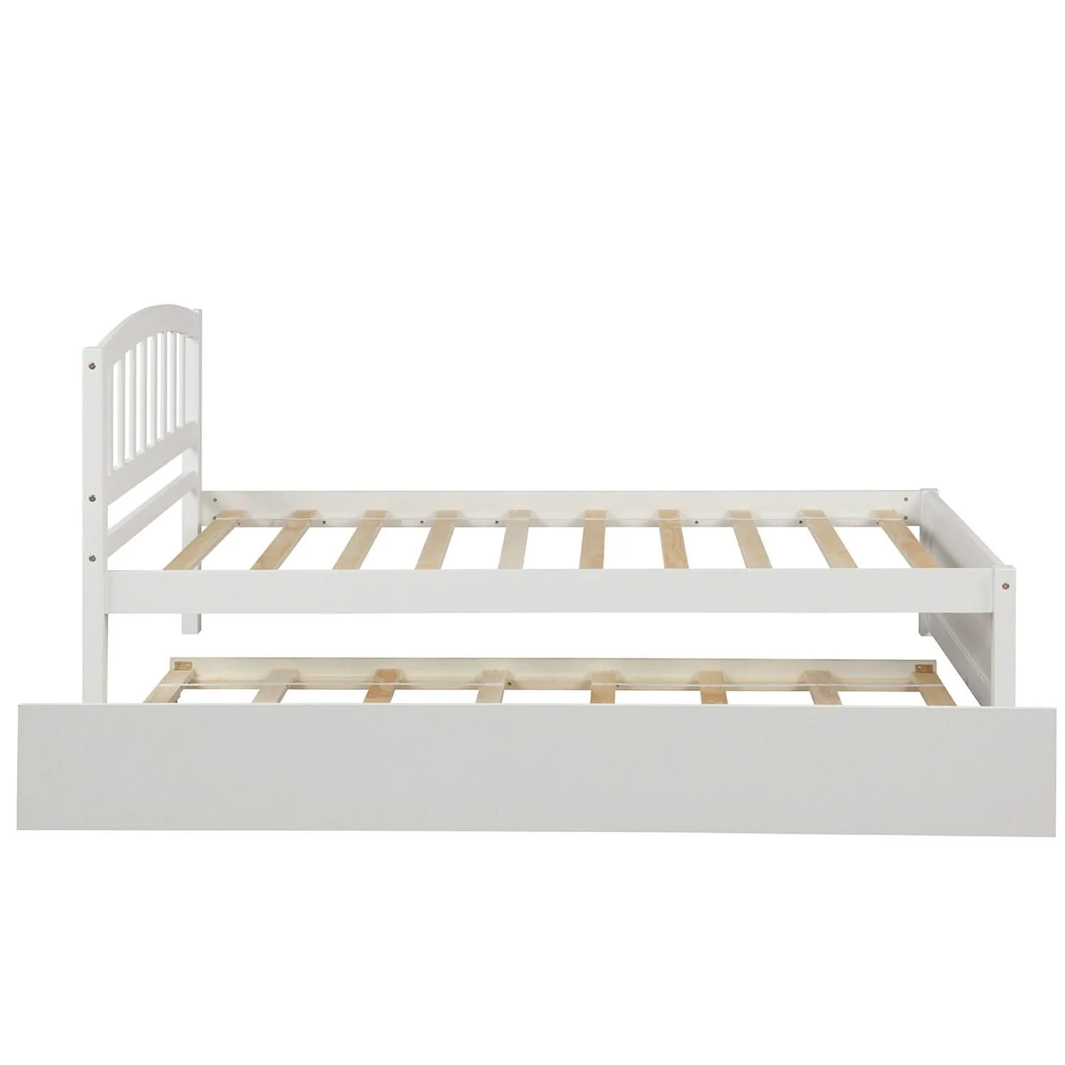 Platform Bed Wood Bed Frame With Trundle - Image 5