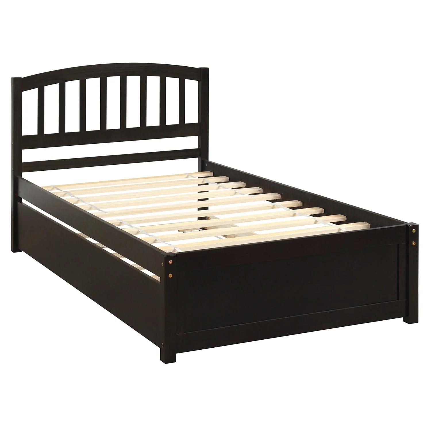 Platform Bed Wood Bed Frame With Trundle - Image 7