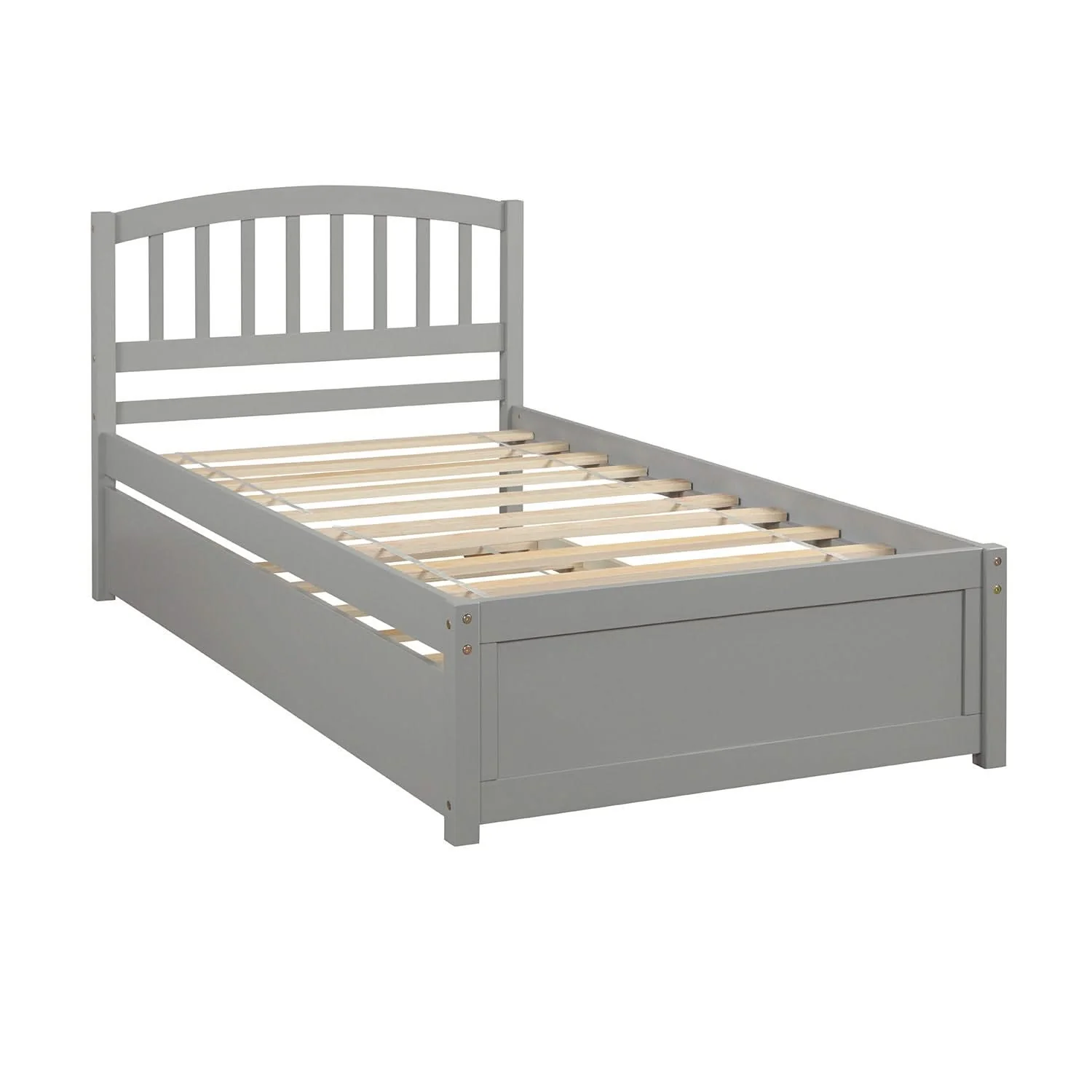 Platform Bed Wood Bed Frame With Trundle - Image 9