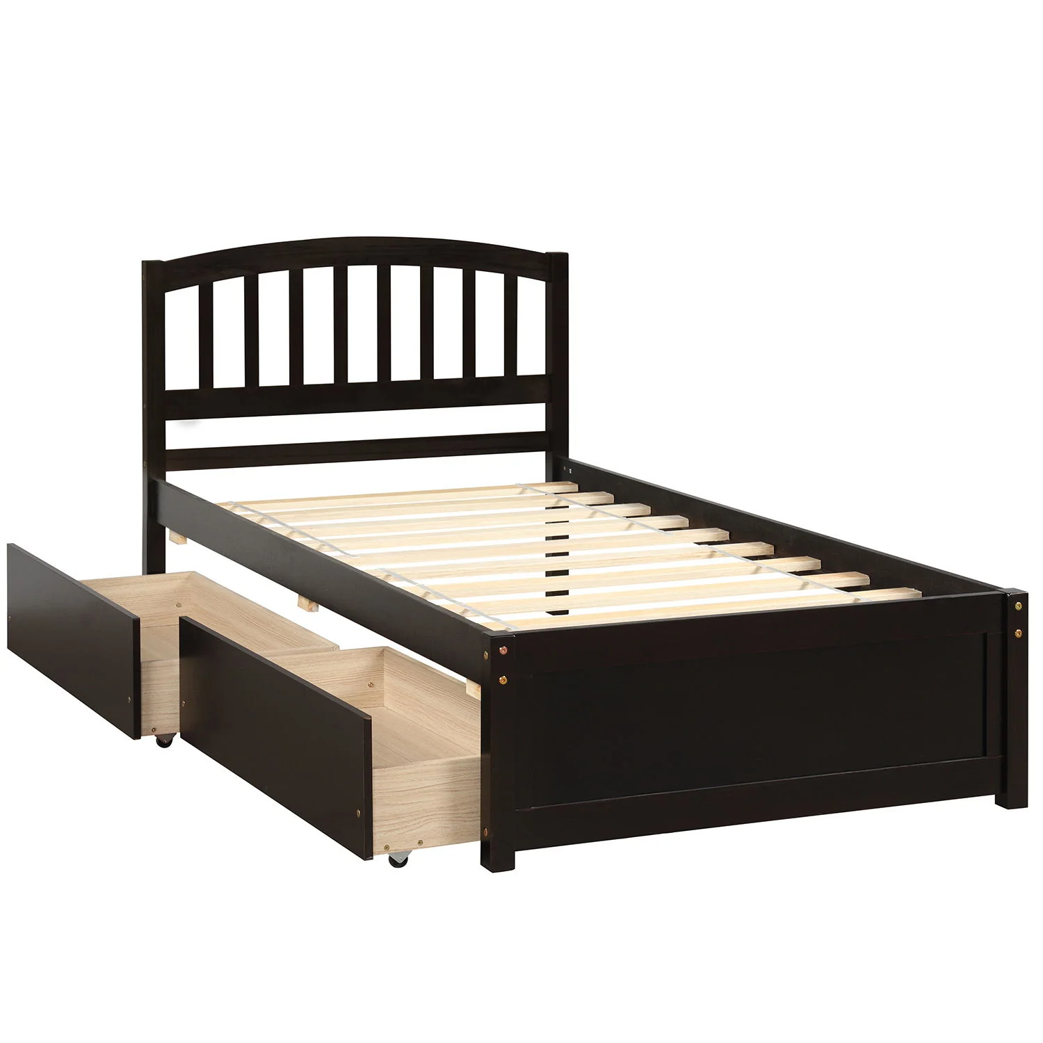 Platform Storage Bed Wood Bed Frame With Two Drawers And Headboard - Image 13