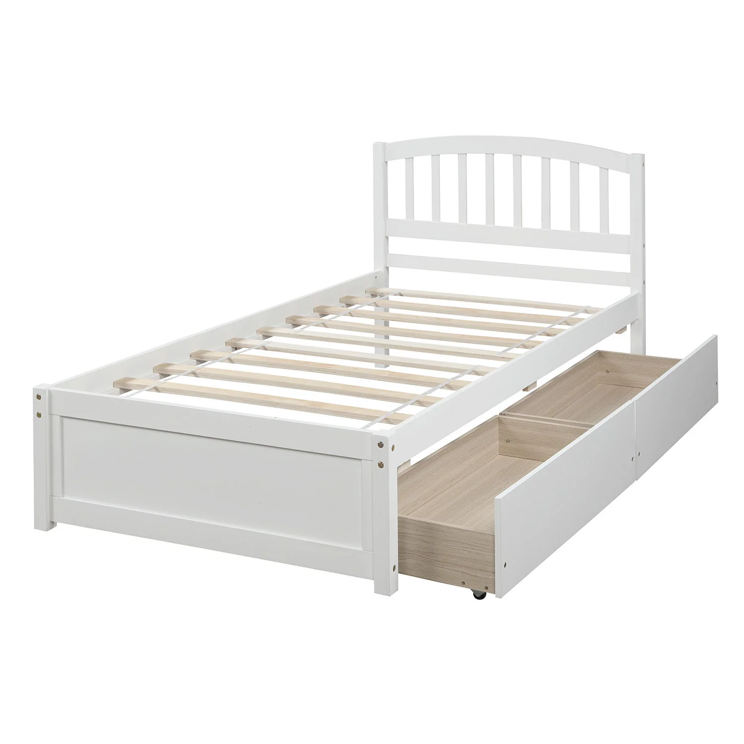 Platform Storage Bed Wood Bed Frame With Two Drawers And Headboard - Image 3
