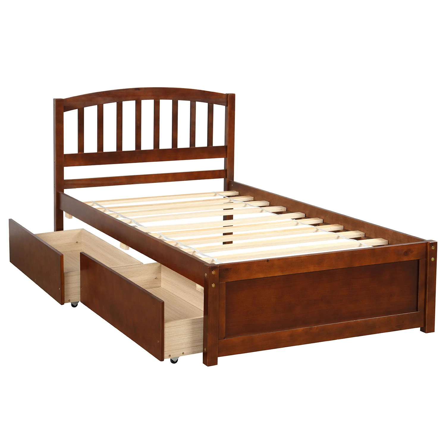 Platform Storage Bed Wood Bed Frame With Two Drawers And Headboard - Image 6