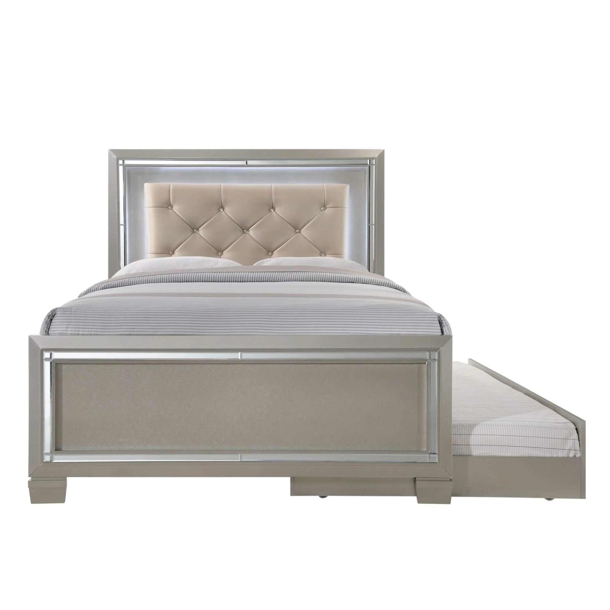 Platinum - Youth Full Platform Bed With Trundle - Сhampagne - Image 2