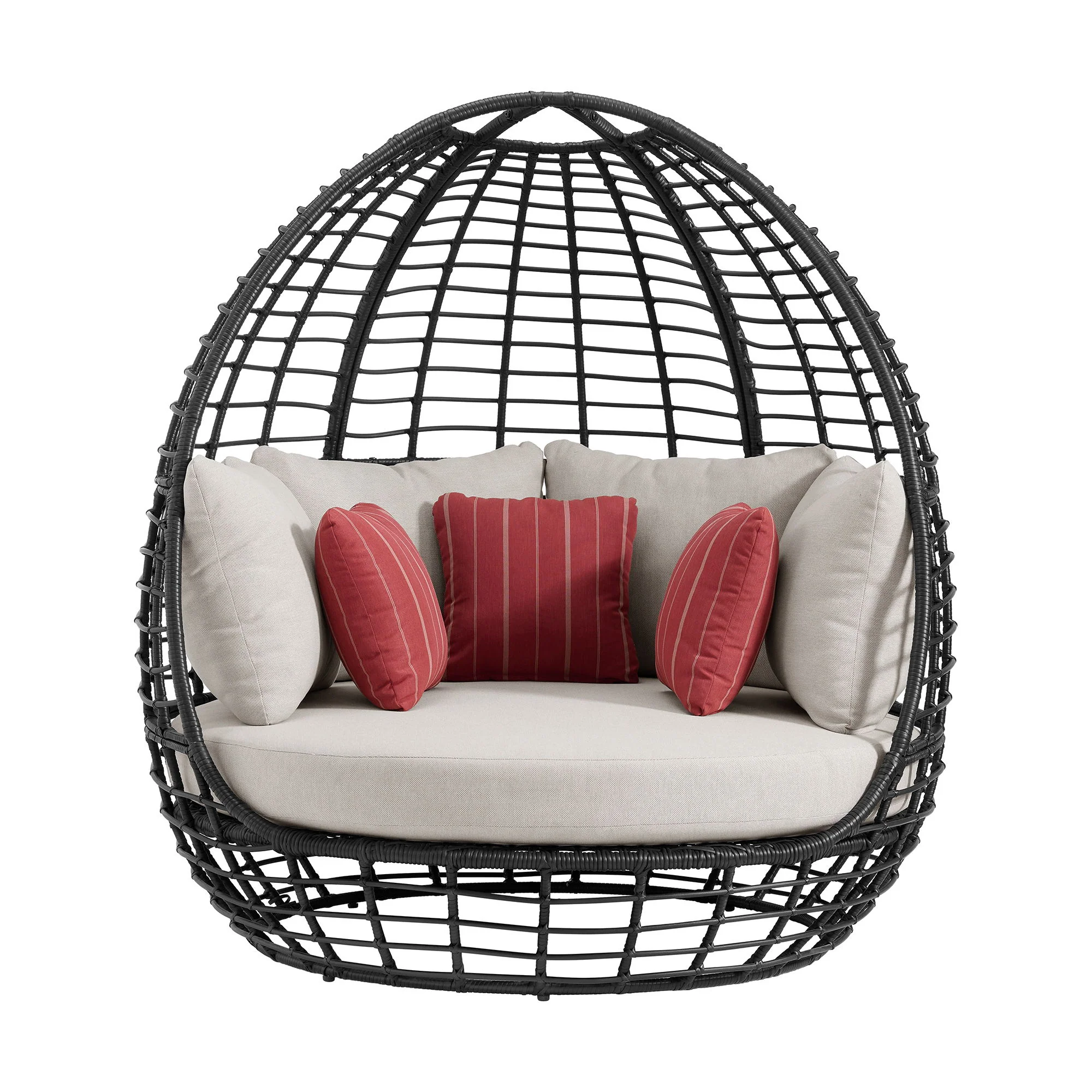 Playa - Twin Egg Chair With 3 Pillows - Dark Gray / Beige - Image 3