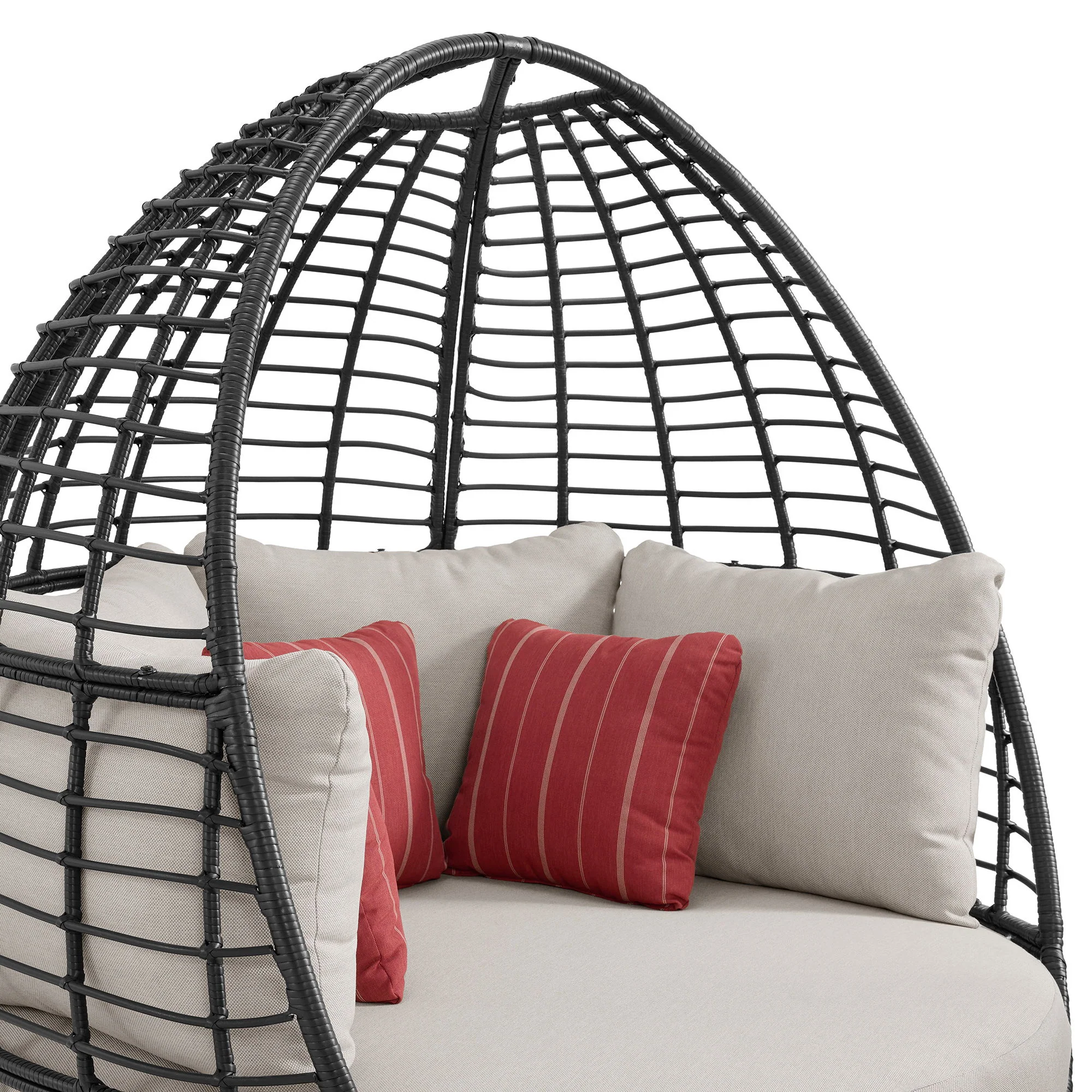 Playa - Twin Egg Chair With 3 Pillows - Dark Gray / Beige - Image 4
