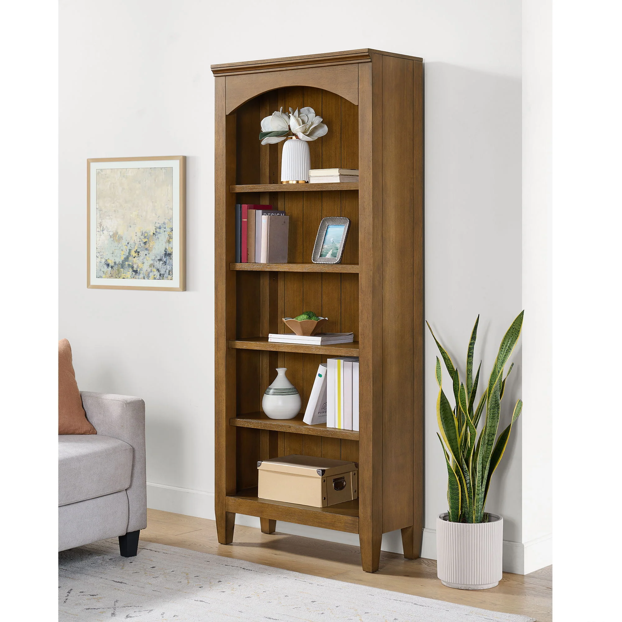 Portico - Open Bookcase - Brown Oak - Image 3