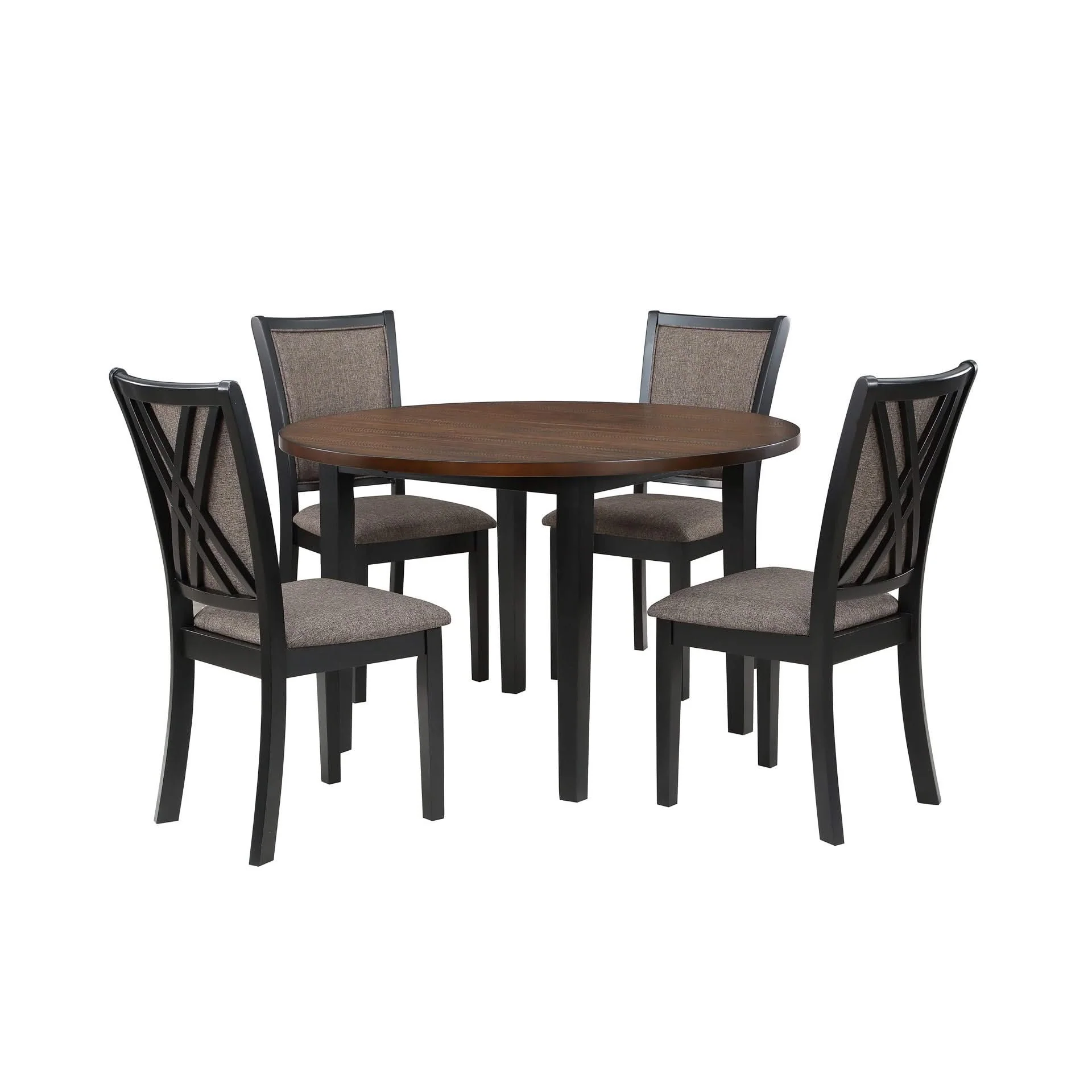 Potomac - 5 Piece Round Dining Set (Table & 4 Chairs) - Brown / Black - Image 3