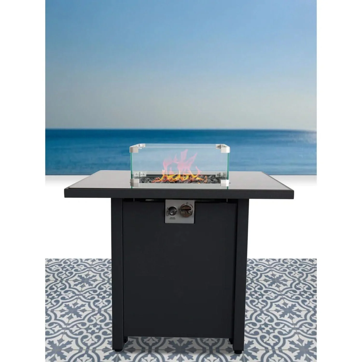 Powder Coated Fire Pit With Top - Black - Image 4