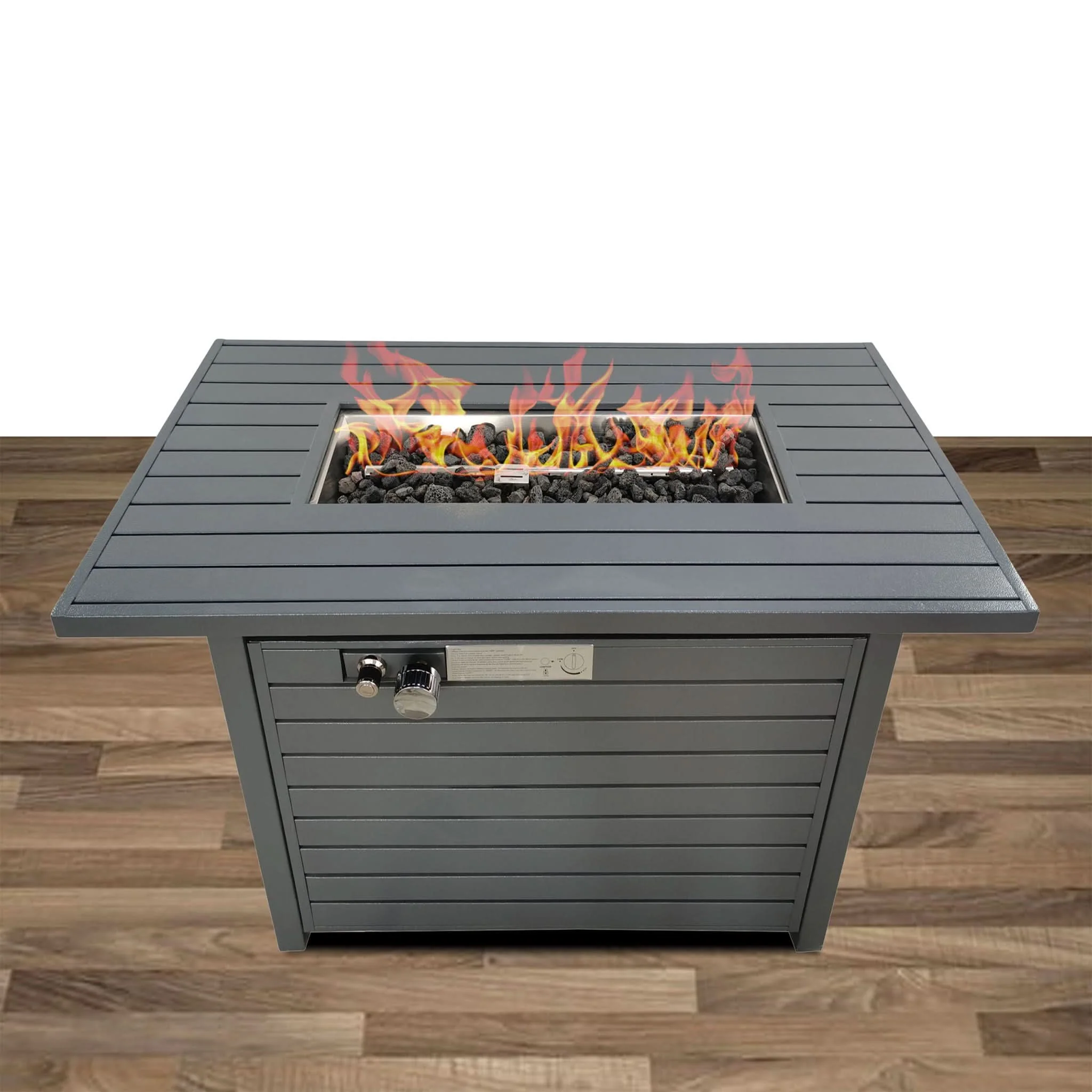 Propane Outdoor Fire Pit Table With Lid - Gray - Image 2