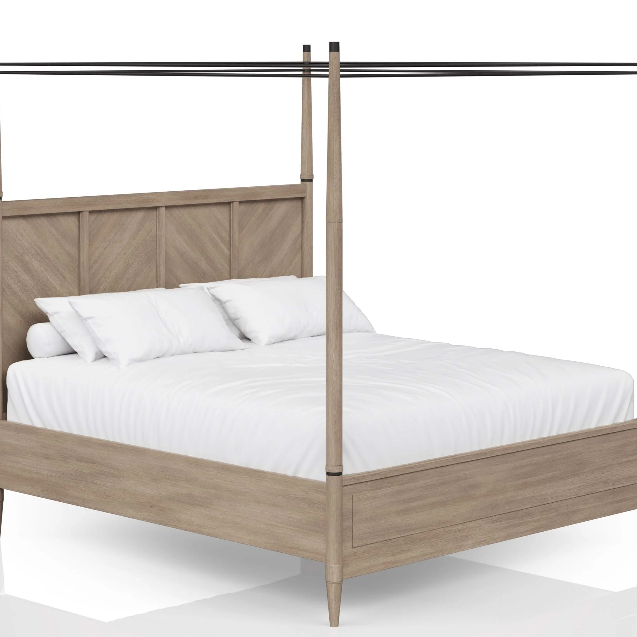 Queen Canopy Bedroom Set With A 2 Drawer Nightstand A Dresser With Poster Mirror And A Door Chest - Sand - Image 4