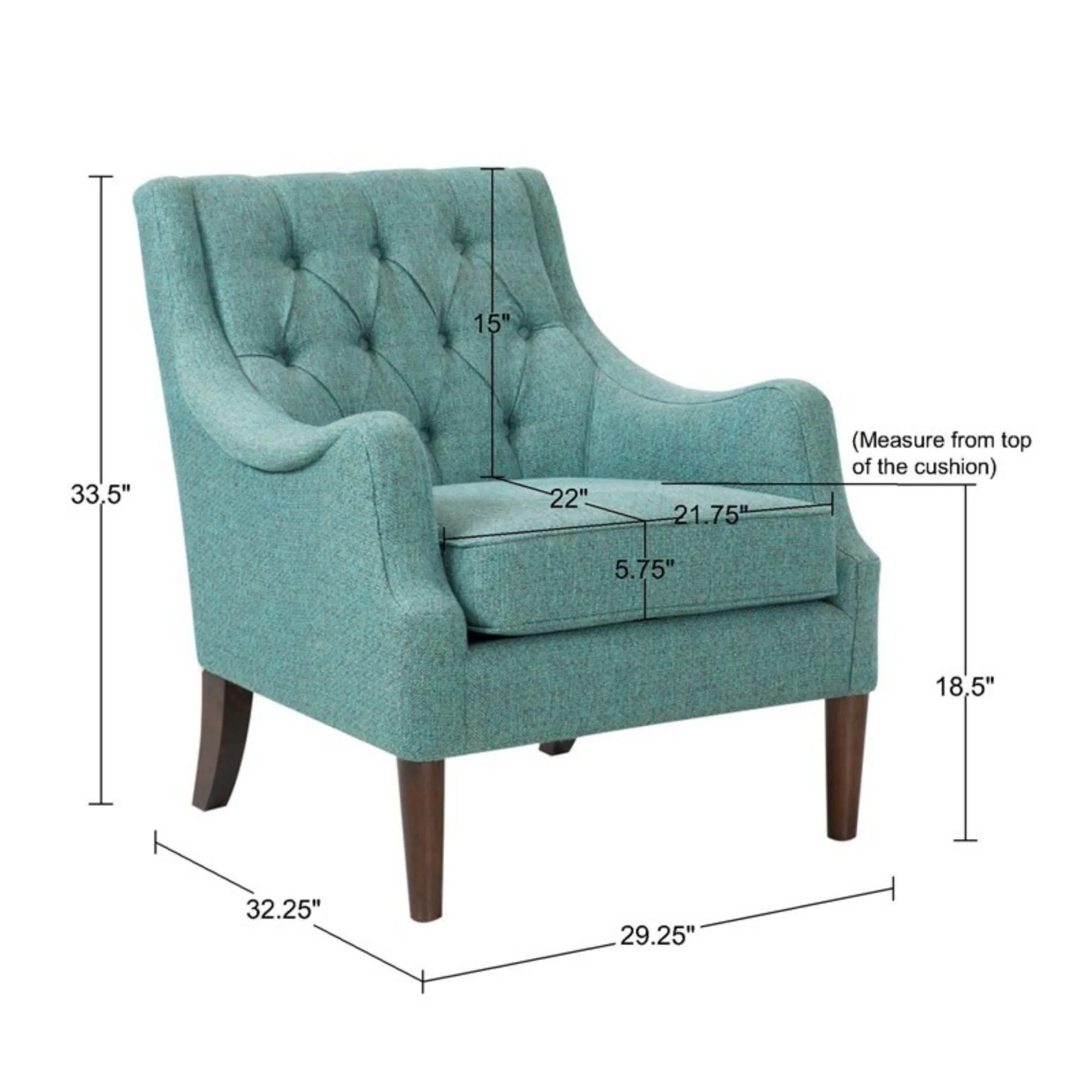 Qwen - Button Tufted Accent Chair With - Teal - Image 2