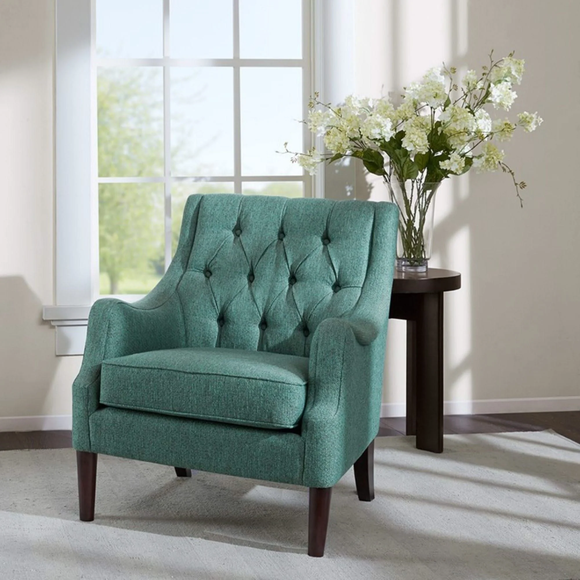 Qwen - Button Tufted Accent Chair With - Teal - Image 4