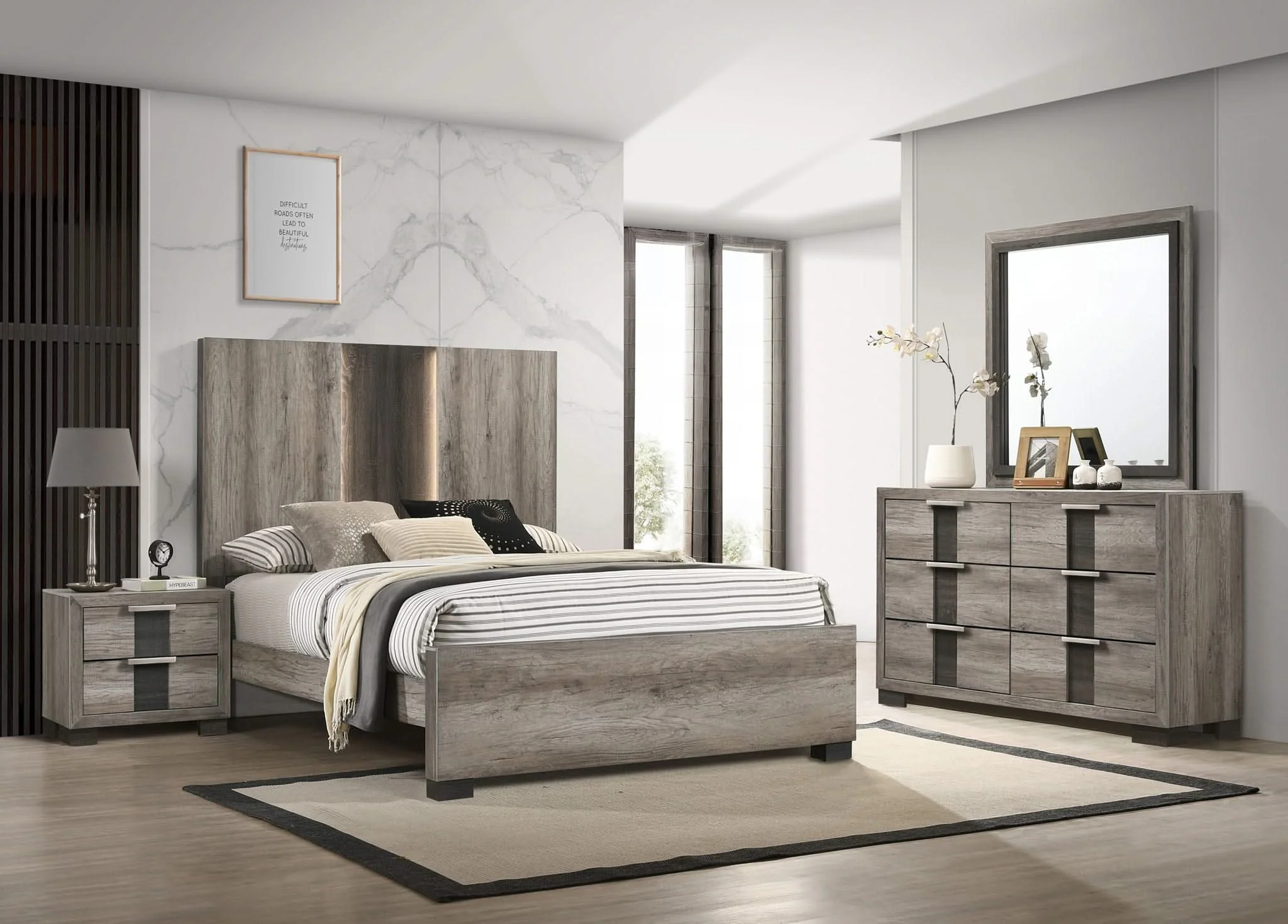 Rangley - King 4 Piece Bedroom Set - Dark Gray