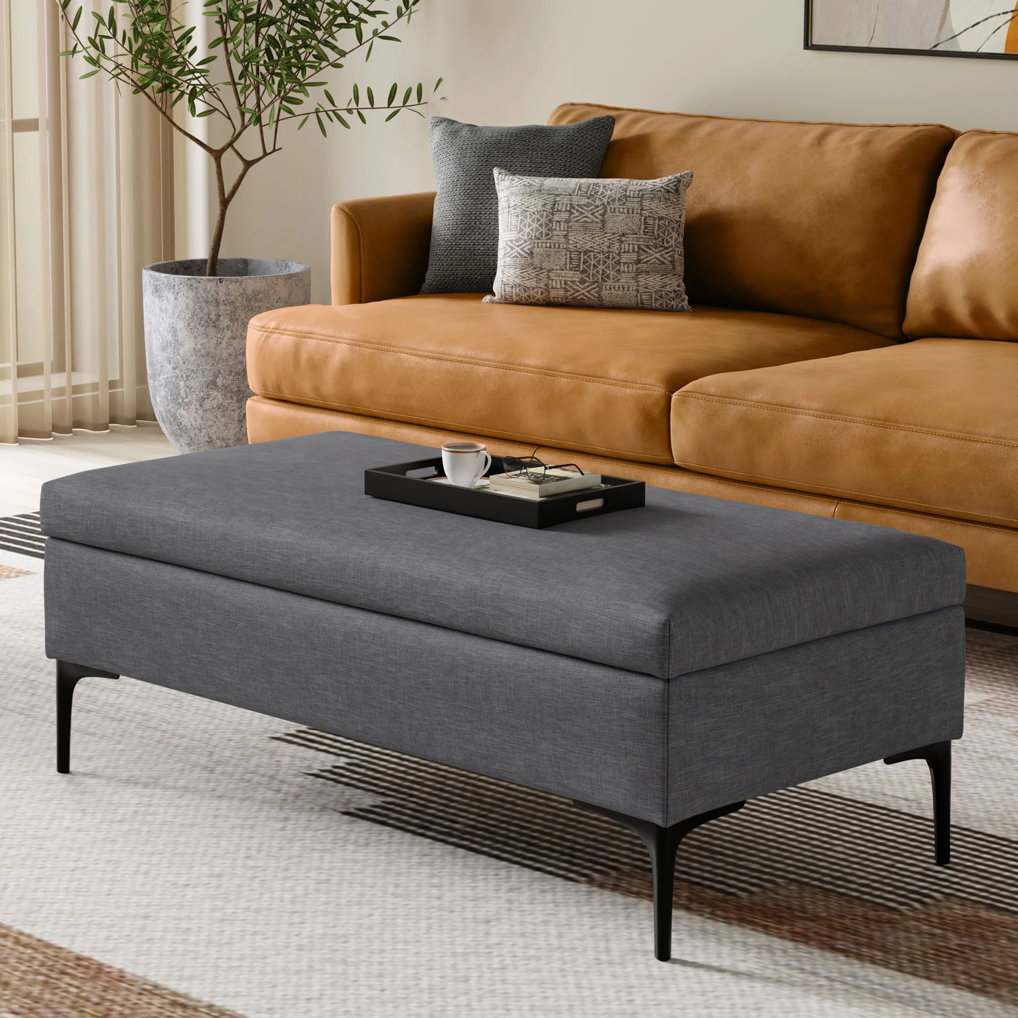 Rebecca - Multifunctional Coffee Table Storage Ottoman With Lift Up Lid - Image 9