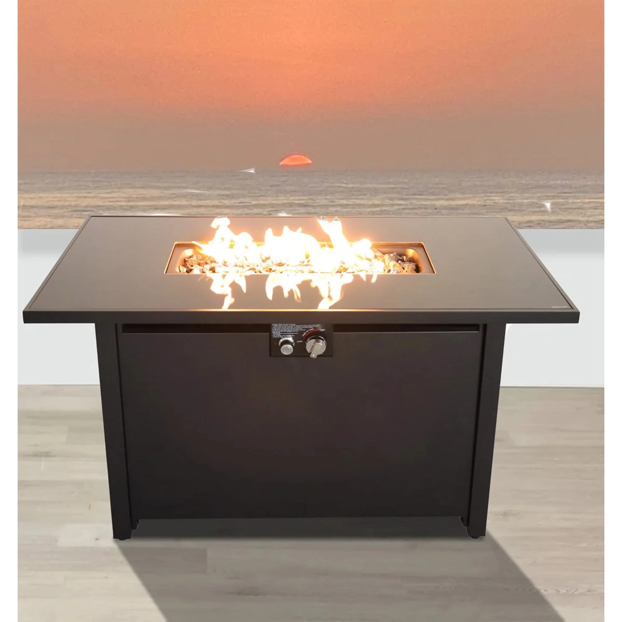Rectangular Fire Pit With Frame Elegant Design - Image 12