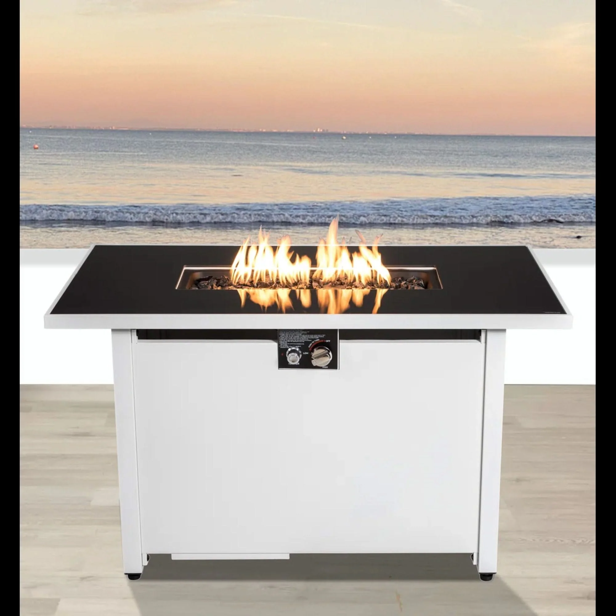 Rectangular Fire Pit With Frame Elegant Design - Image 8