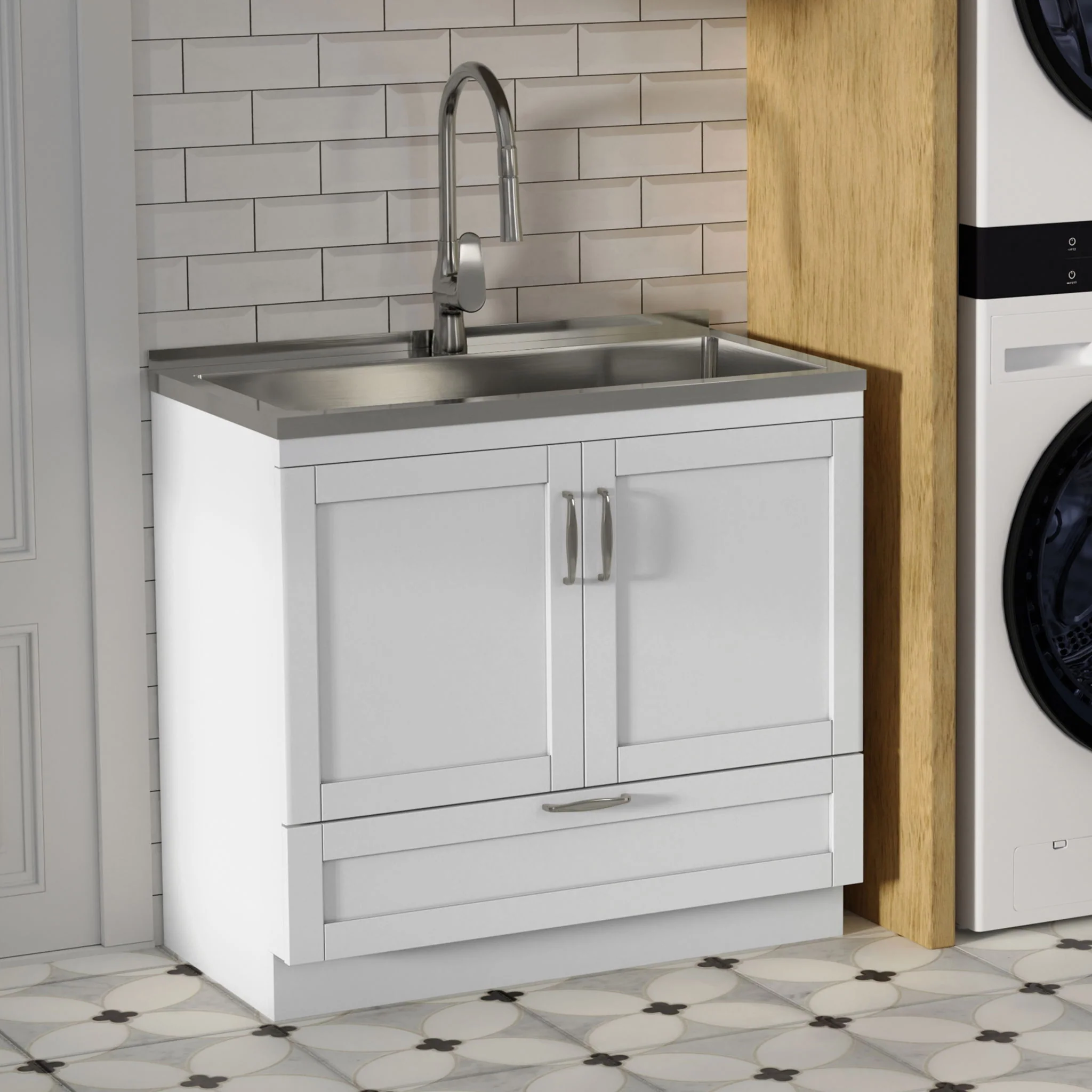 Reed - Deluxe Laundry Cabinet With Pull-Out Faucet And Stainless Steel Sink - Image 15