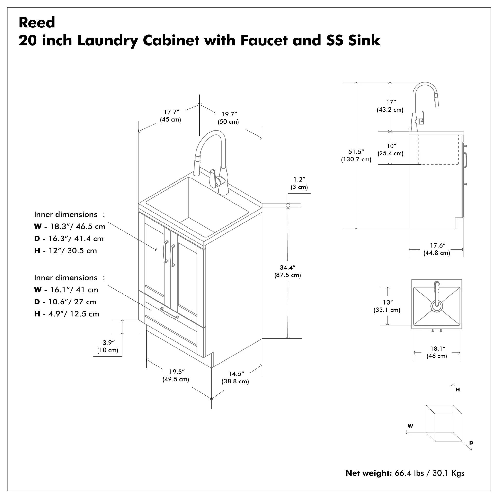 Reed - Deluxe Laundry Cabinet With Pull-Out Faucet And Stainless Steel Sink - Image 7
