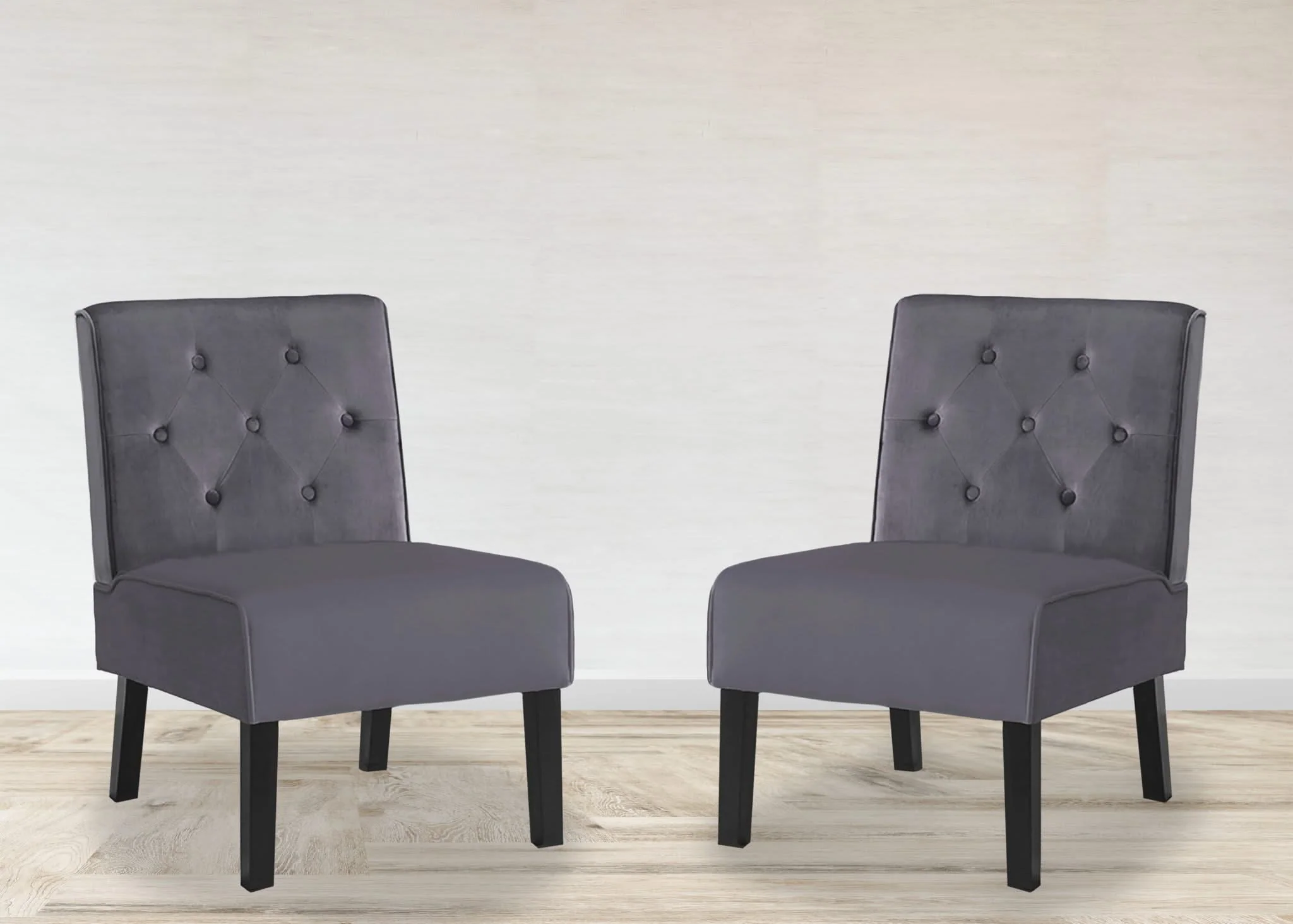 Reese - Living Room Armless Button Tufted Pattern Accent Chair (Set of 2) - Image 11