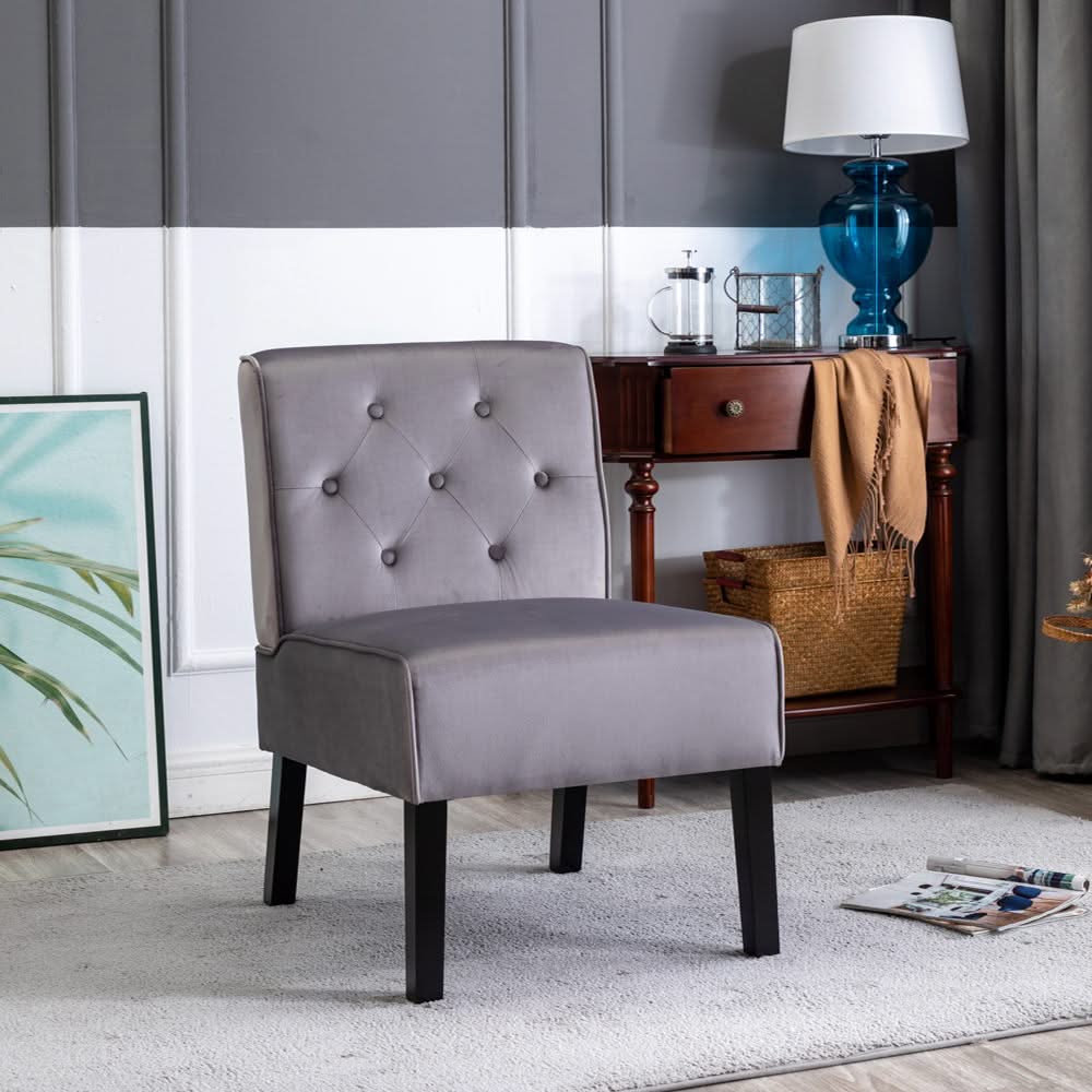 Reese - Living Room Armless Button Tufted Pattern Accent Chair (Set of 2) - Image 4
