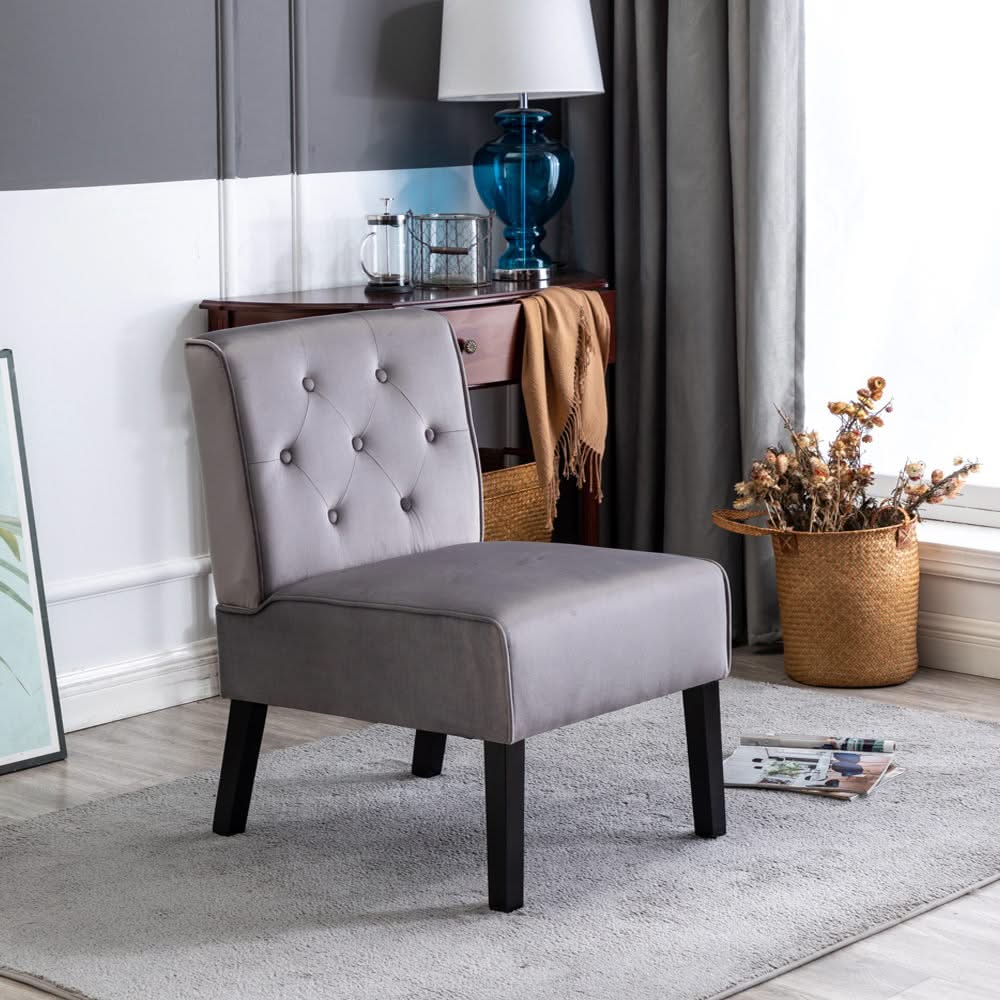 Reese - Living Room Armless Button Tufted Pattern Accent Chair (Set of 2) - Image 8