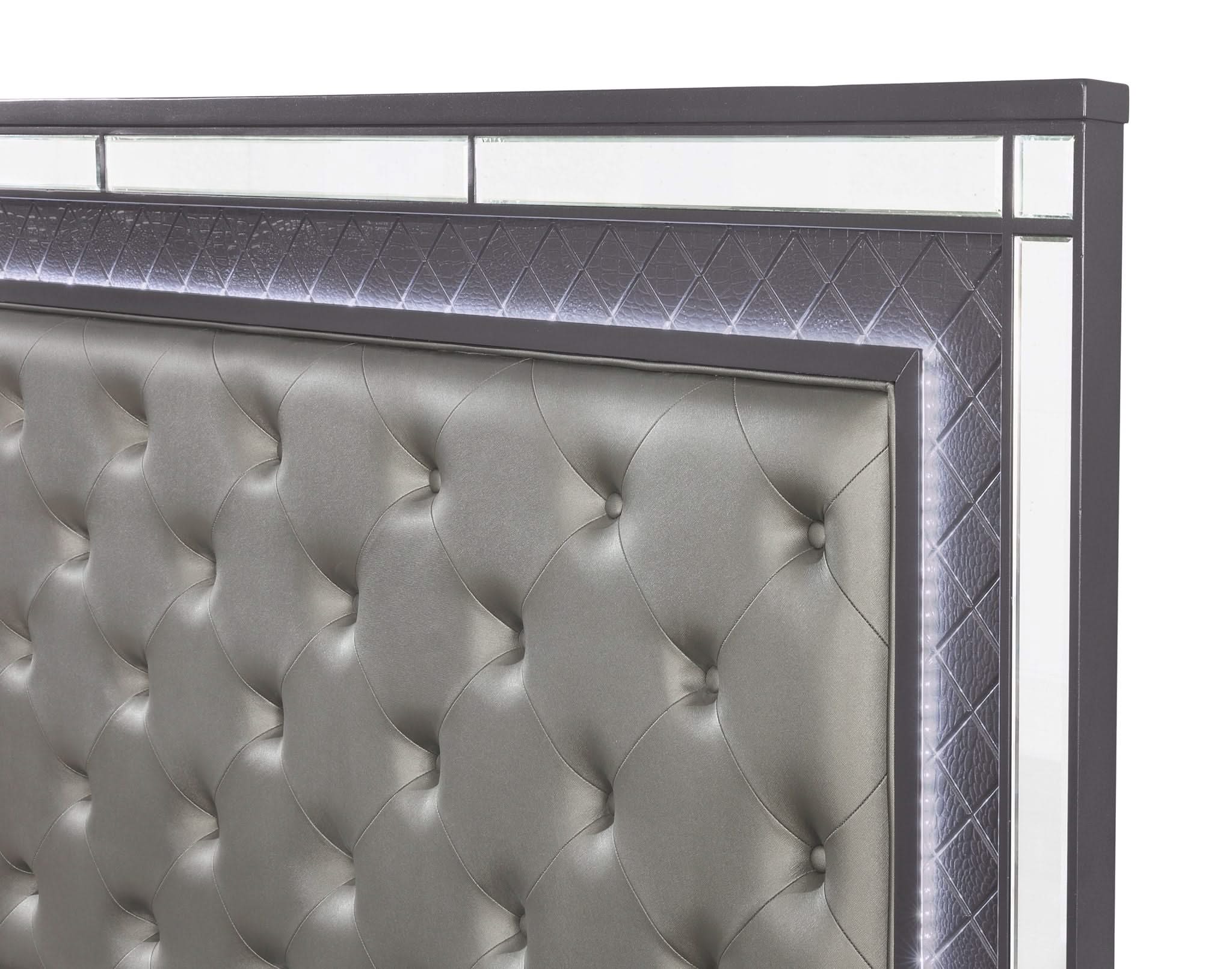 Refino - California King Upholstered Bed - Gunmetal - Image 2