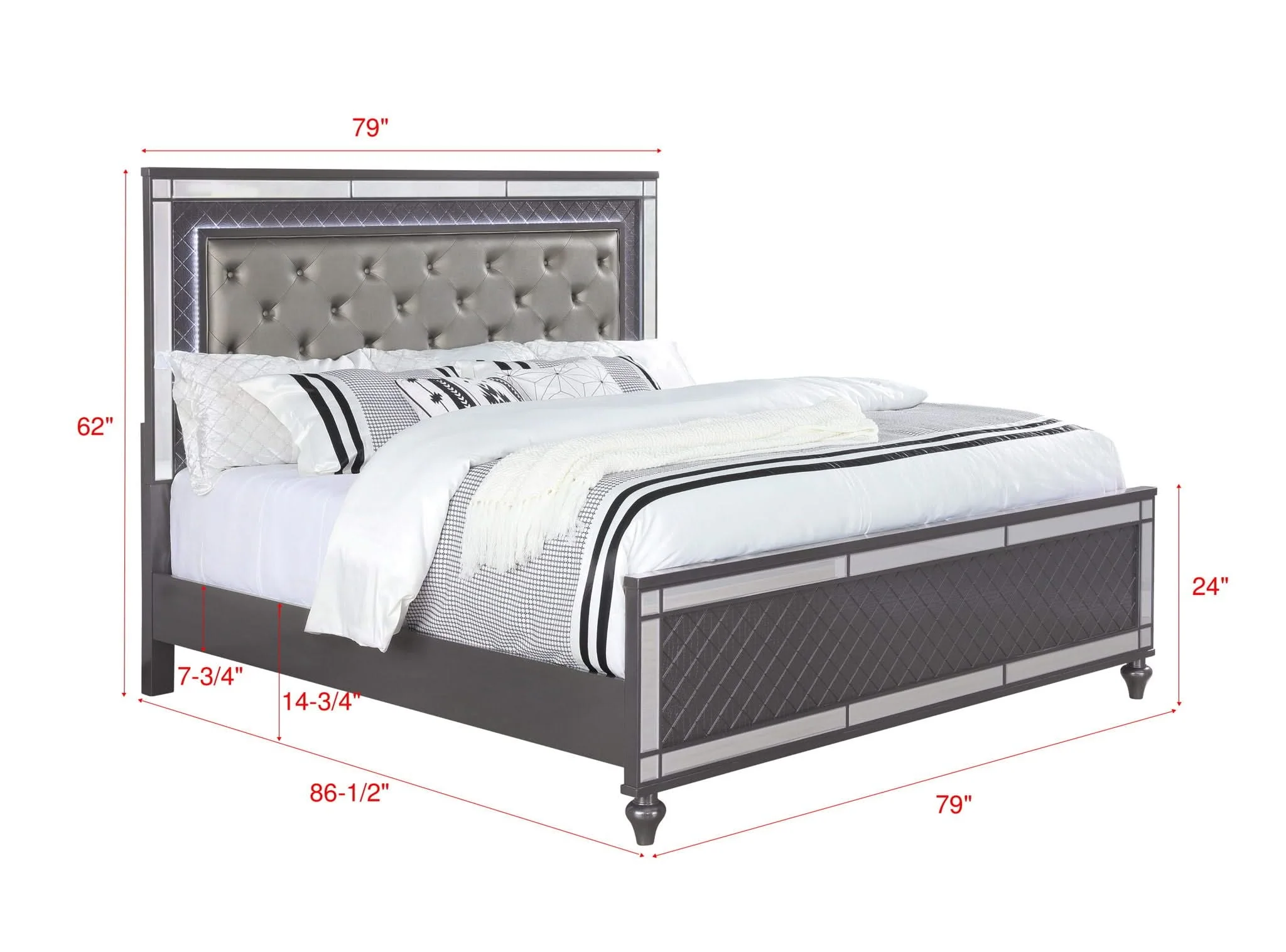 Refino - King 5 Piece Bedroom Set - Gunmetal - Image 4