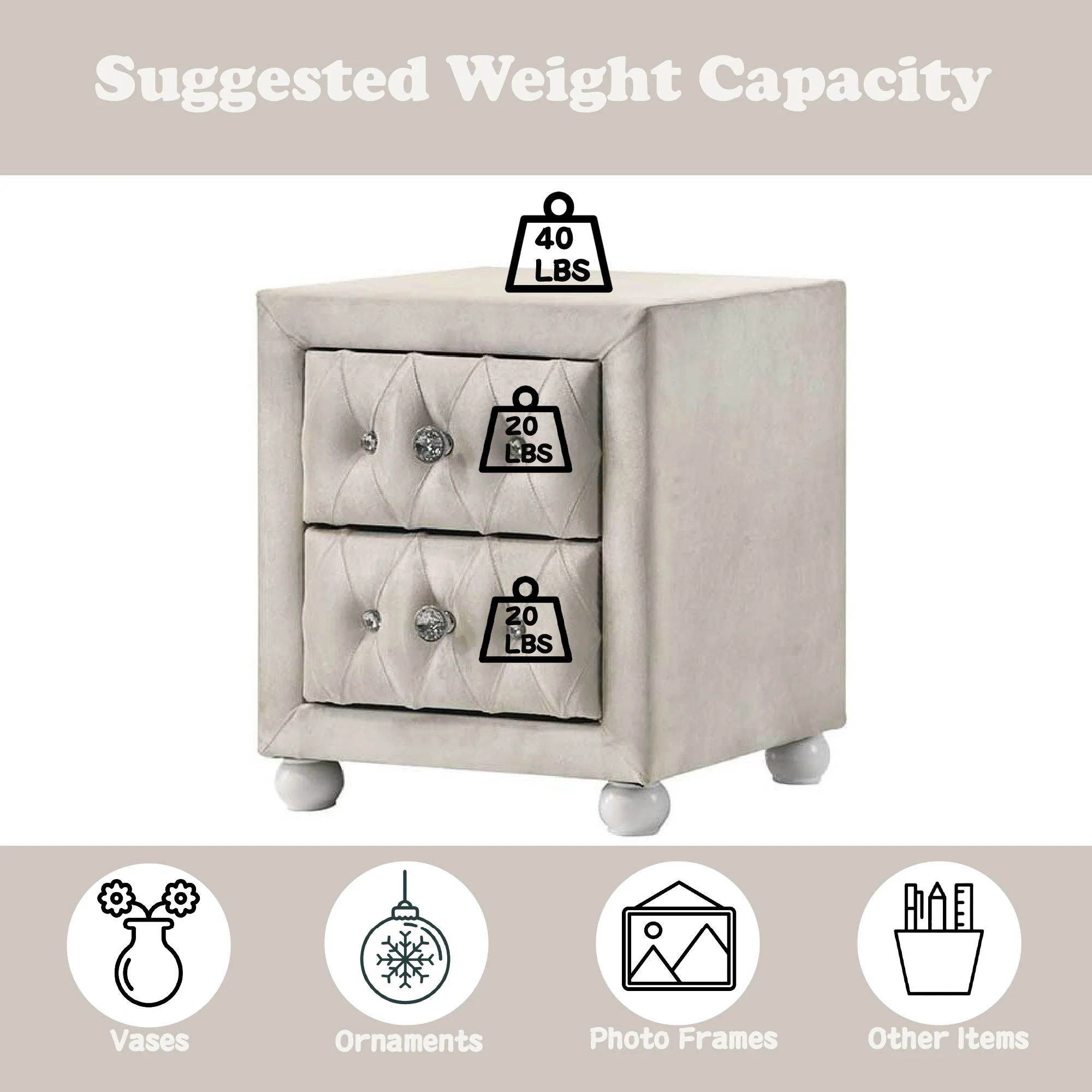 Reggie - Nightstand - Beige - Image 3
