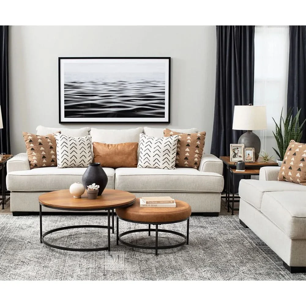 Renegade Beige Fabric Sofa with Loose Cushions and Throw Pillows - Image 7