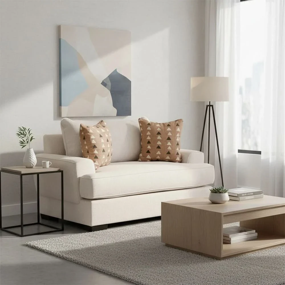 Renegade Beige Oversized Fabric Chair with Loose Cushions and Throw Pillows - Image 2