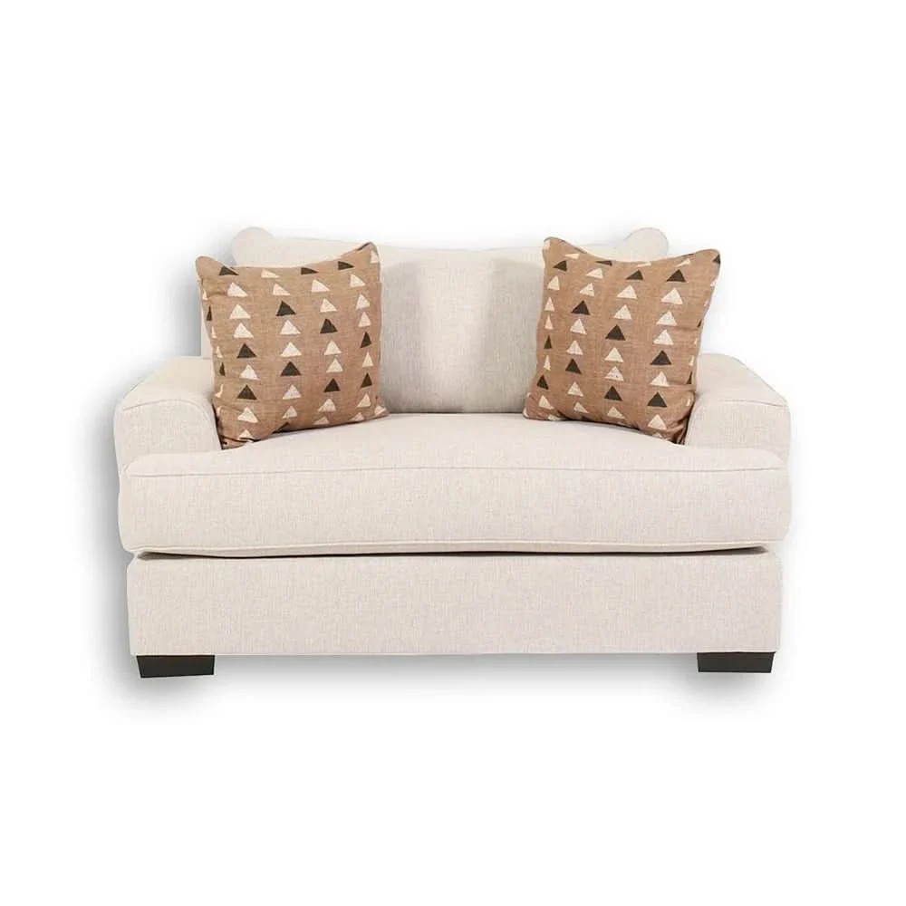 Renegade Beige Oversized Fabric Chair with Loose Cushions and Throw Pillows - Image 3