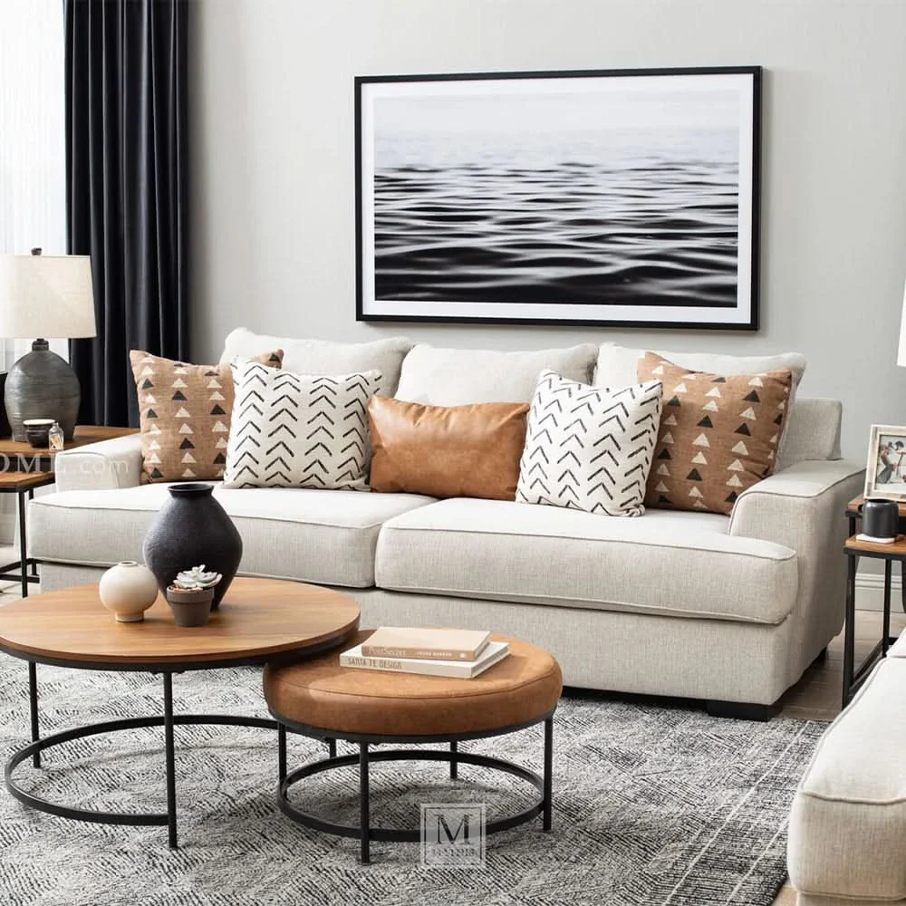 Renegade Beige Fabric Sofa with Loose Cushions and Throw Pillows - Image 4