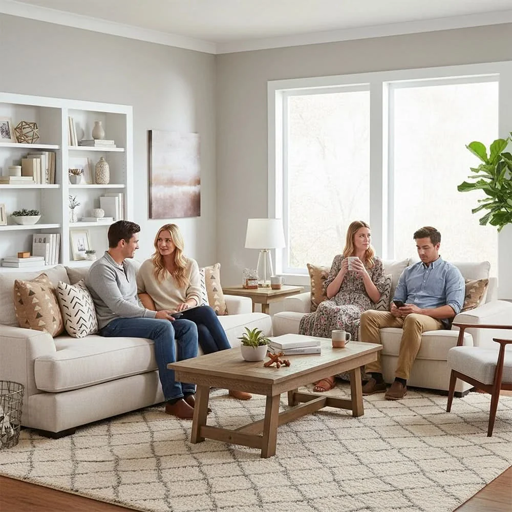 Renegade Beige Fabric Sofa with Loose Cushions and Throw Pillows - Image 5