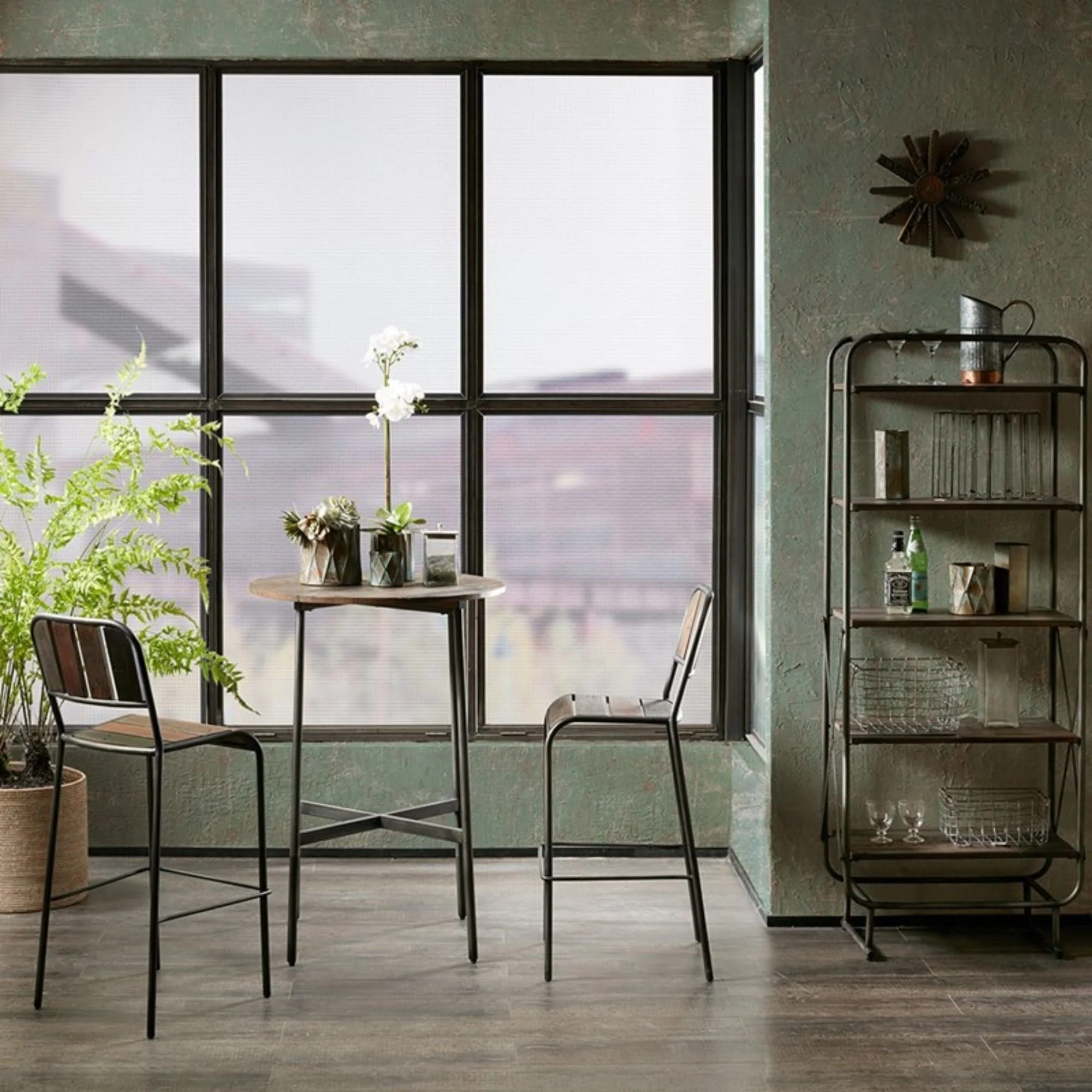 Renu - Round Bar Table With Industrial Charm - Light Brown - Image 2