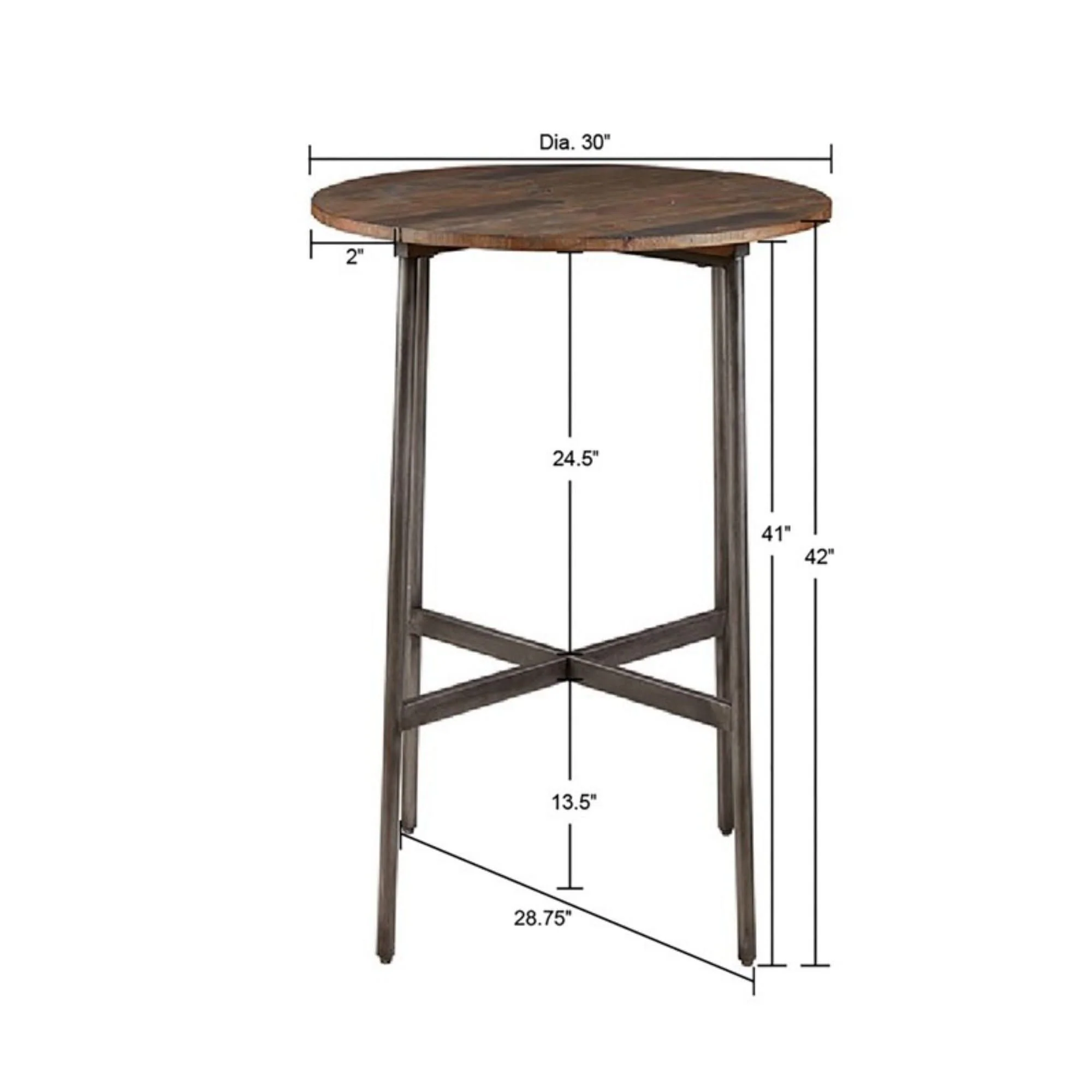 Renu - Round Bar Table With Industrial Charm - Light Brown - Image 3