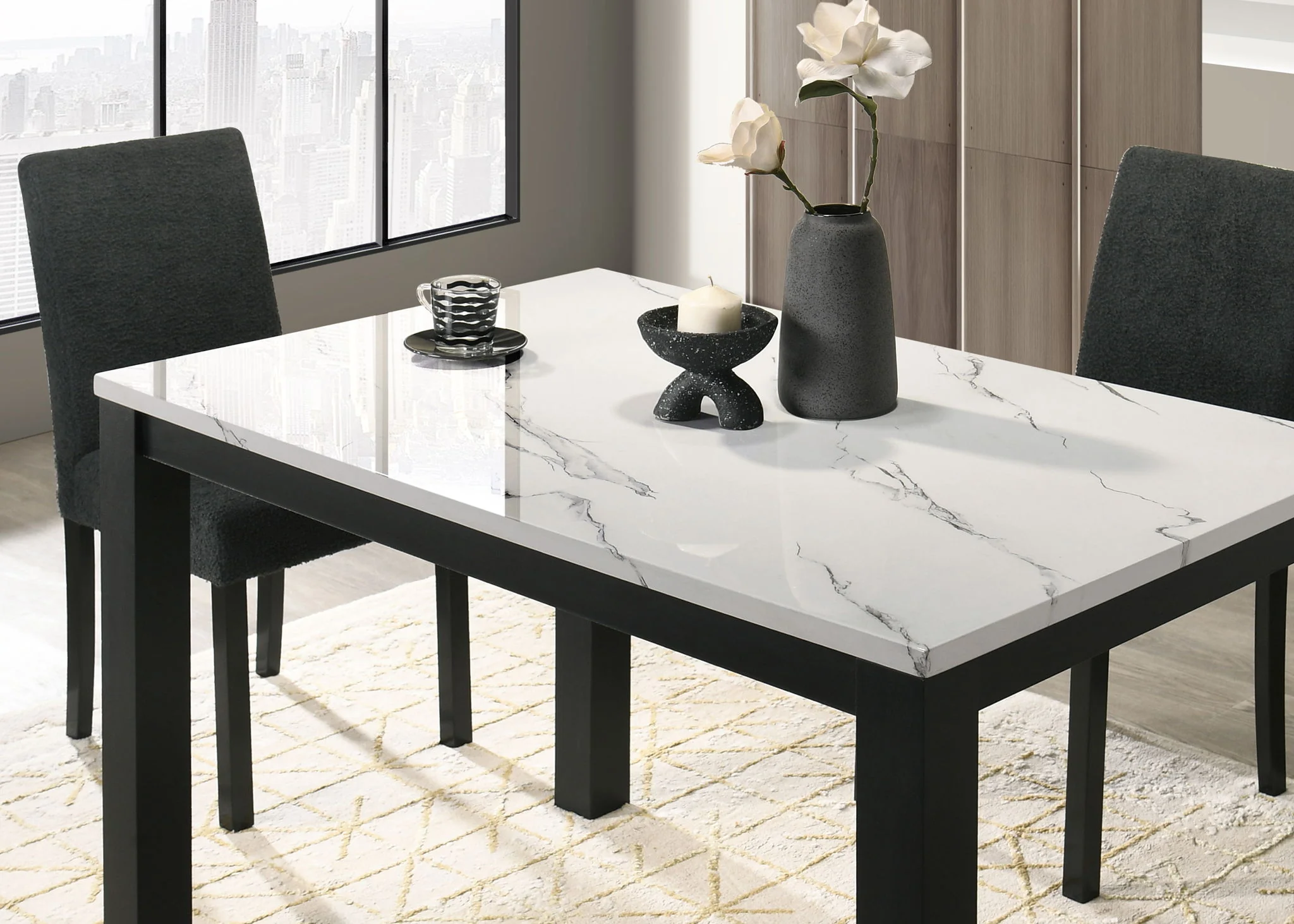 Resia - 5 Piece Dining Room Set - White / Black - Image 2
