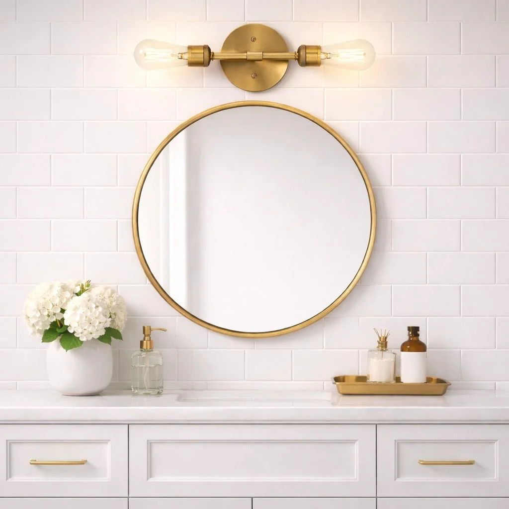 Reverie - Double Lights Bathroom Wall Sconce Over Mirror - Clear / Gold - Image 4