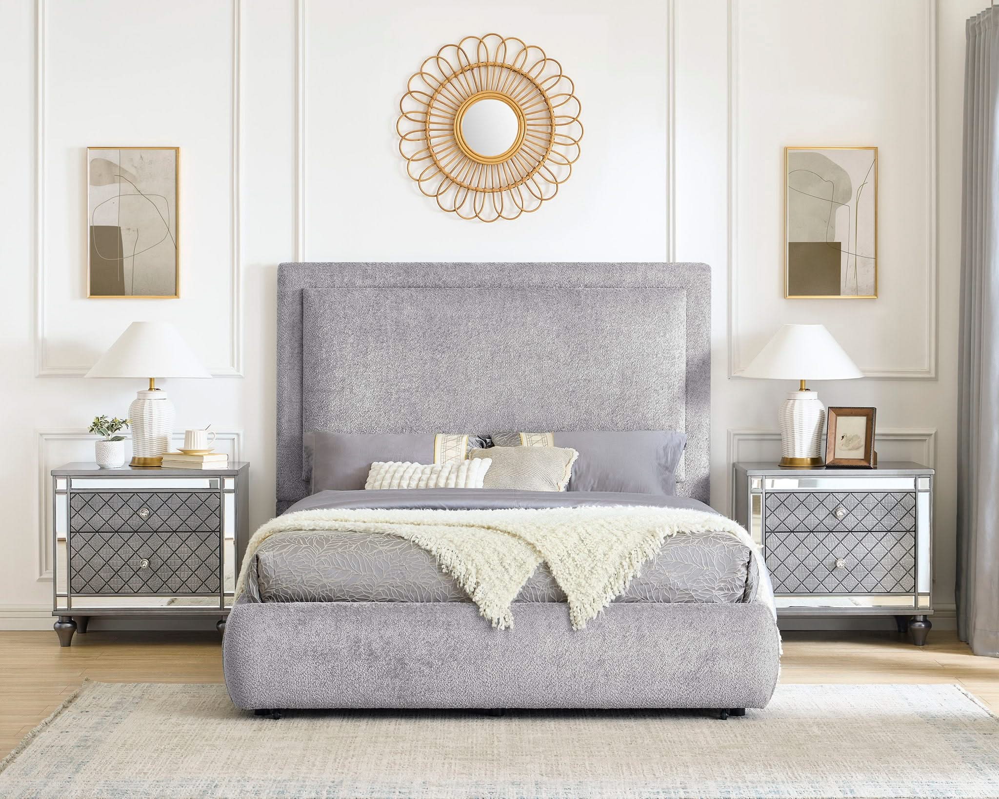 Reverie - Upholstered King Storage Bed - Pewter - Image 3