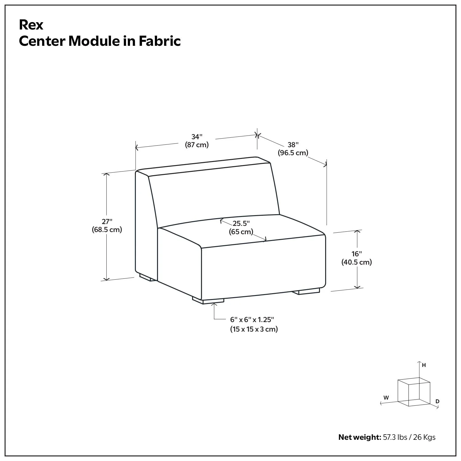 Rex - Center Sofa Module - Image 10