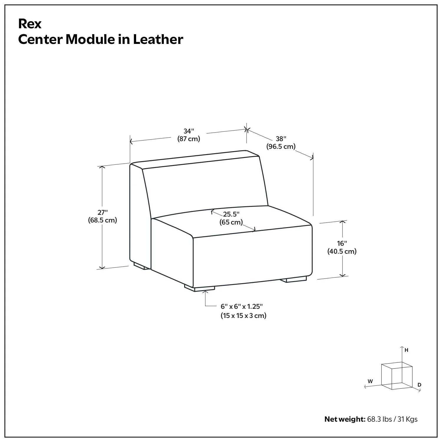 Rex - Center Sofa Module - Image 7