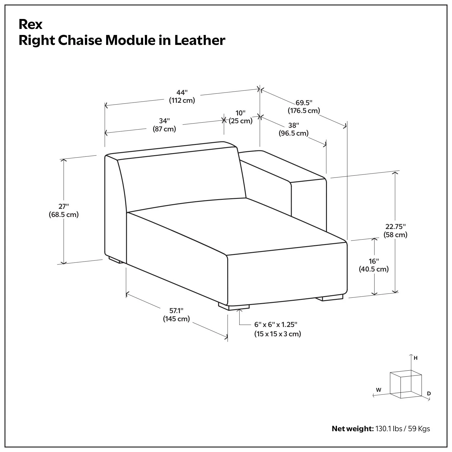 Rex - Chaise Sofa Module - Image 22