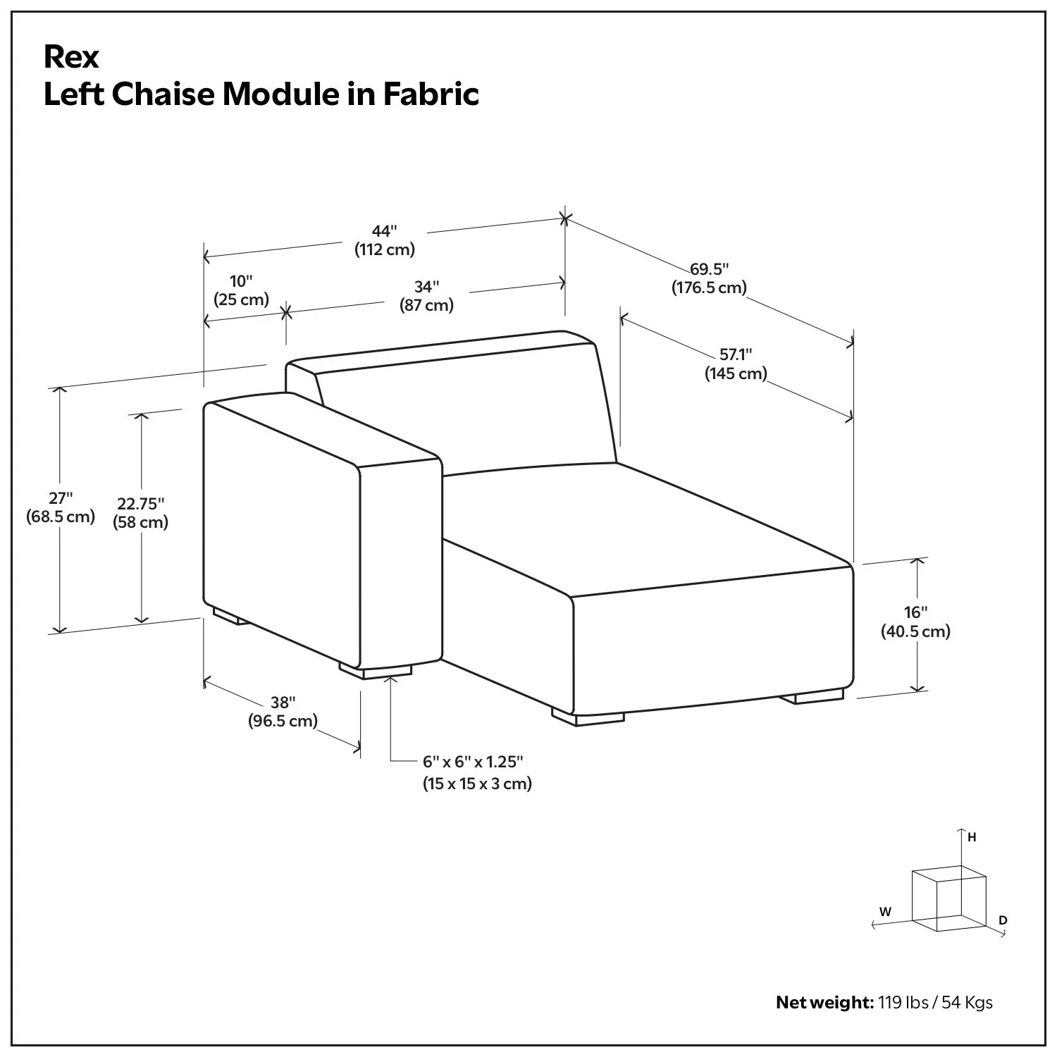 Rex - Chaise Sofa Module - Image 8