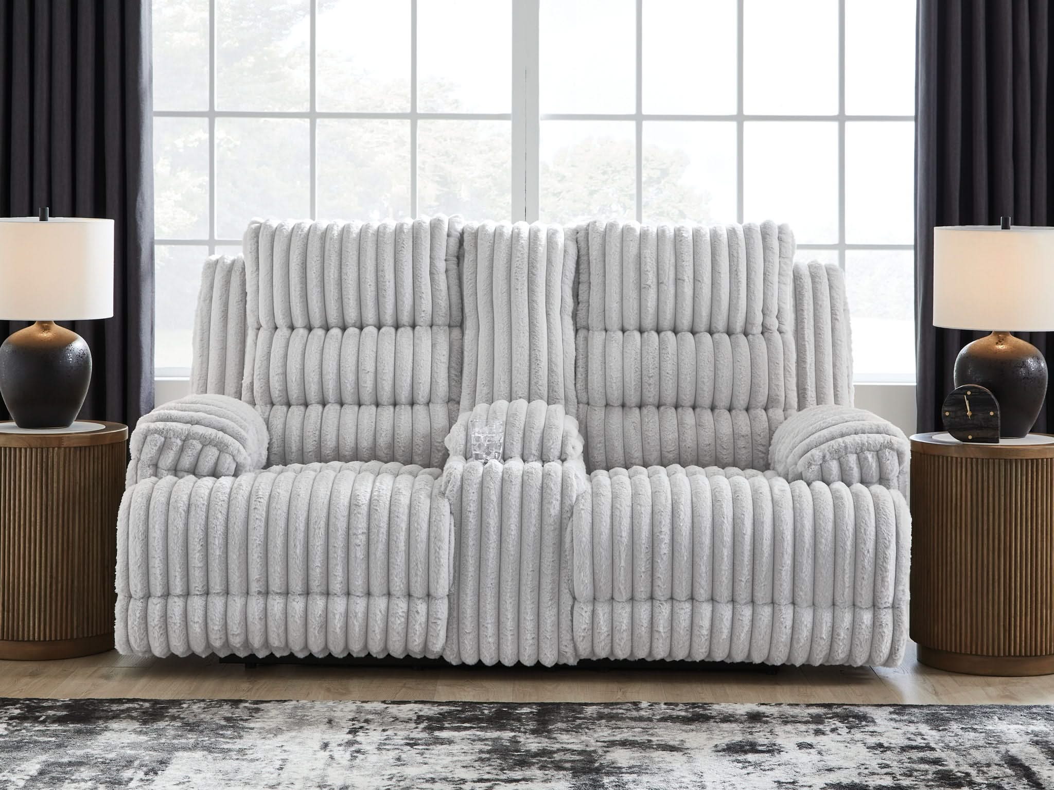 Rhines Falls - Double Reclining Power Loveseat With Console - Alloy - Image 3