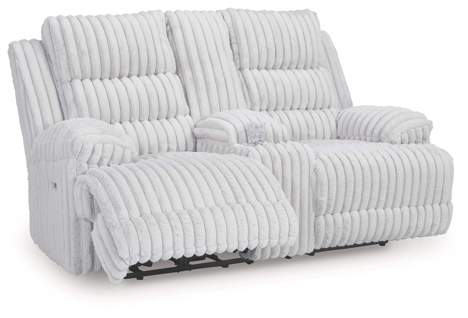 Rhines Falls - Double Reclining Power Loveseat With Console - Alloy - Image 4