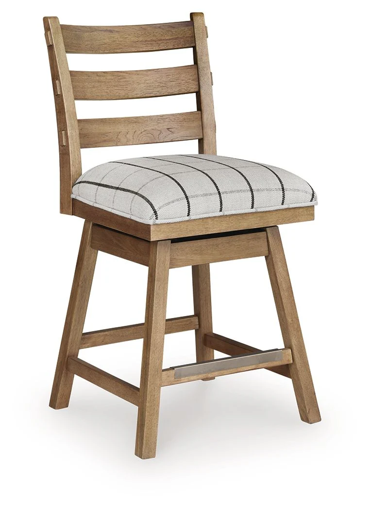 Ridgester - Upholstered Swivel Barstool (Set of 2) - Light Brown - Image 2