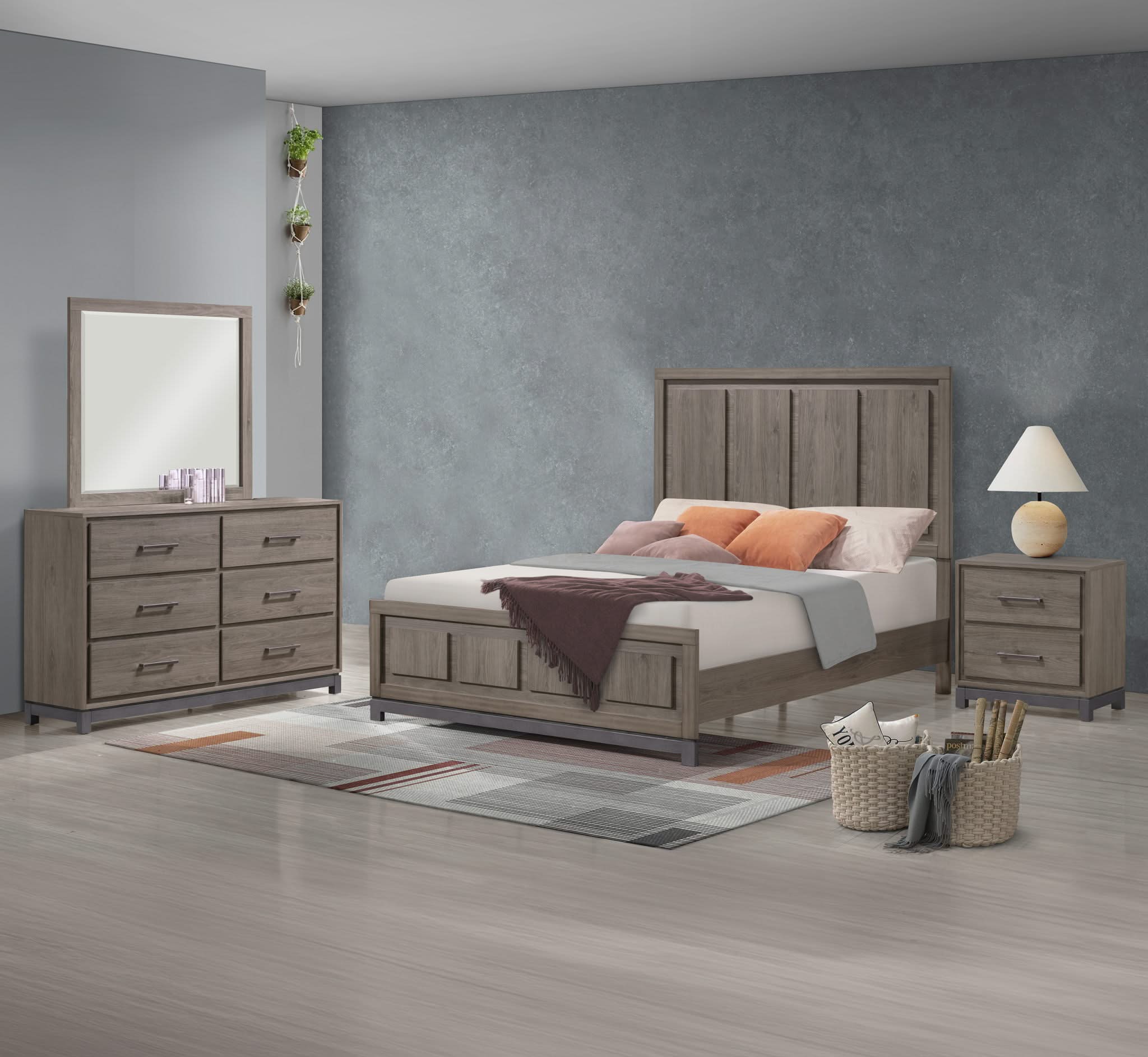 River - Queen 4 Piece Bedroom Set - Light Brown