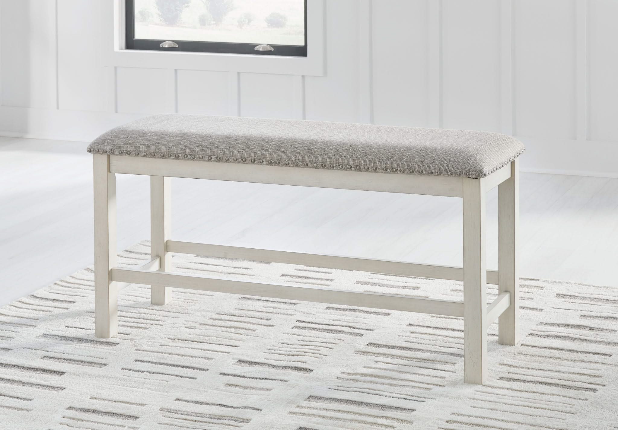 Robbinsdale - Dbl Counter Height Upholstered Dining Bench - Antique White - Image 3
