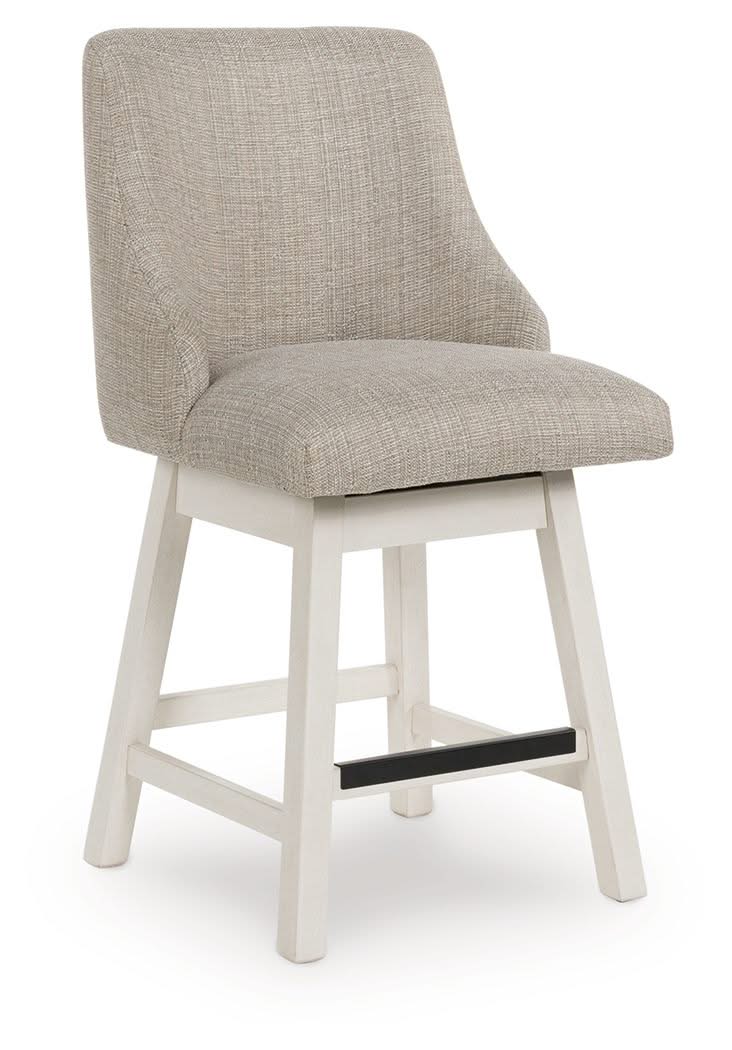 Robbinsdale - Upholstered Swivel Curved Back Barstool (Set of 2) - Antique White - Image 2