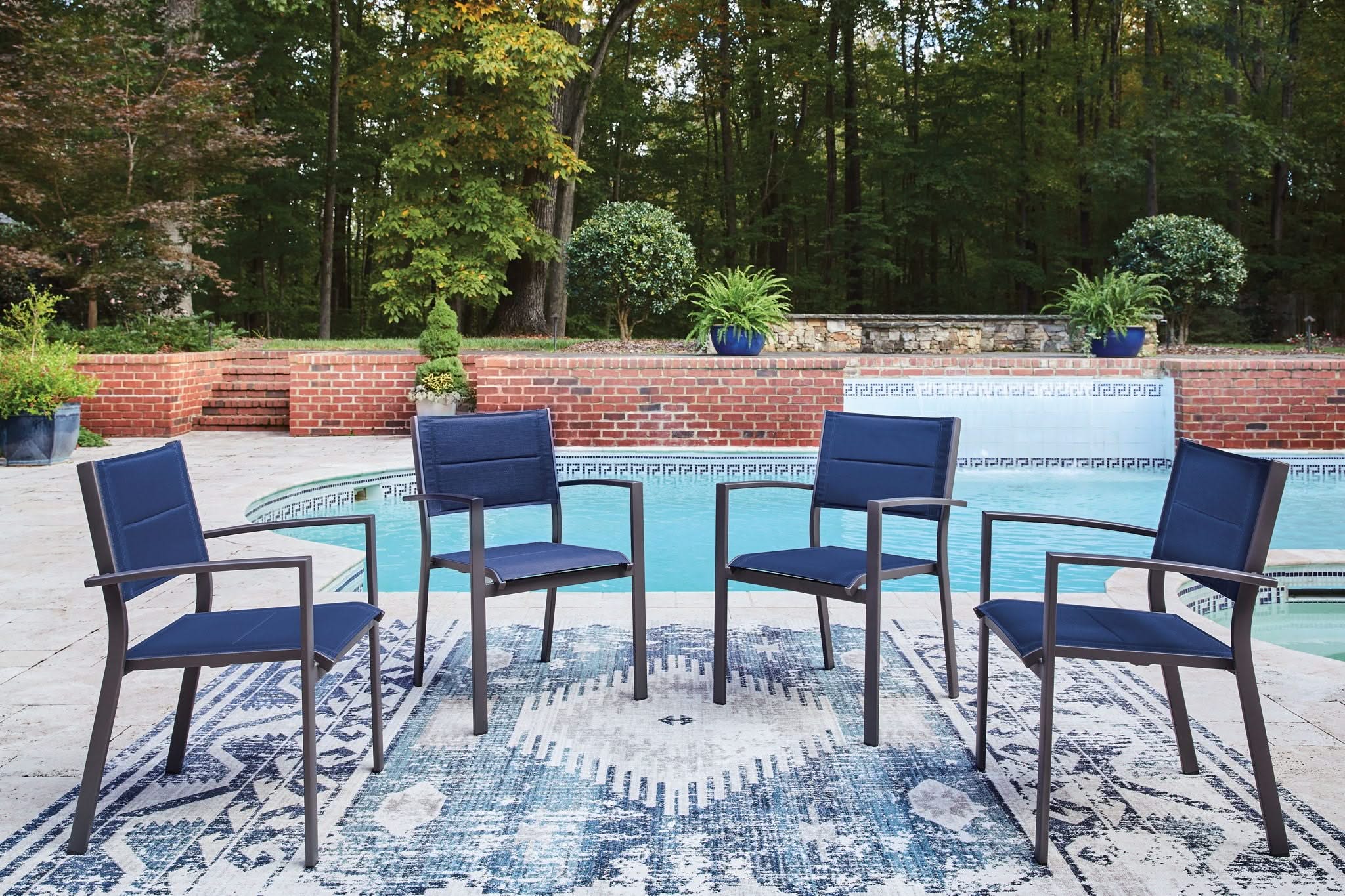 Rocky Creek - Sling Arm Chair (Set of 4) - Blue / Gray - Image 3