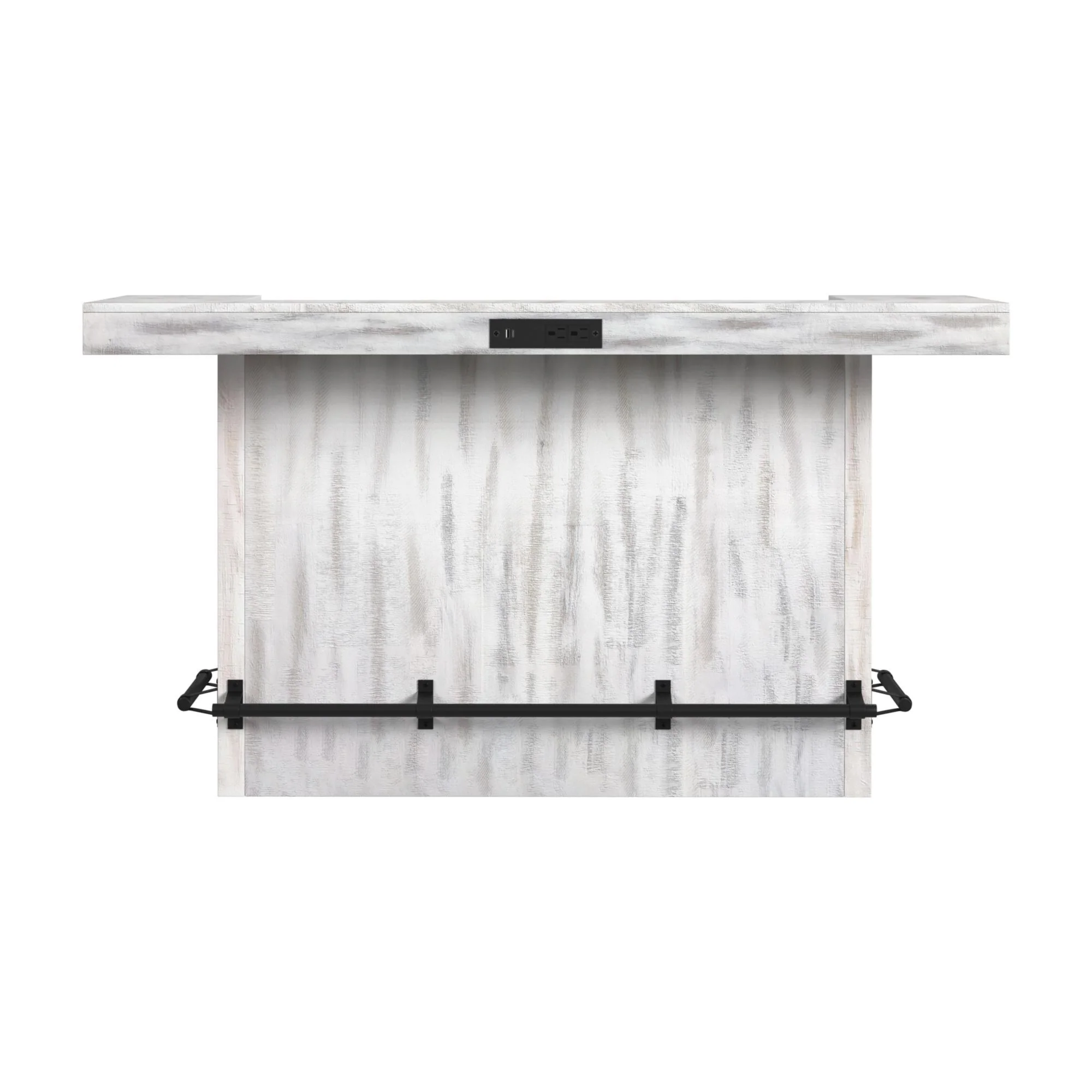 Rogen Rustic - Bar Table With Ice Tray, USB And Power - Rustic White - Image 2